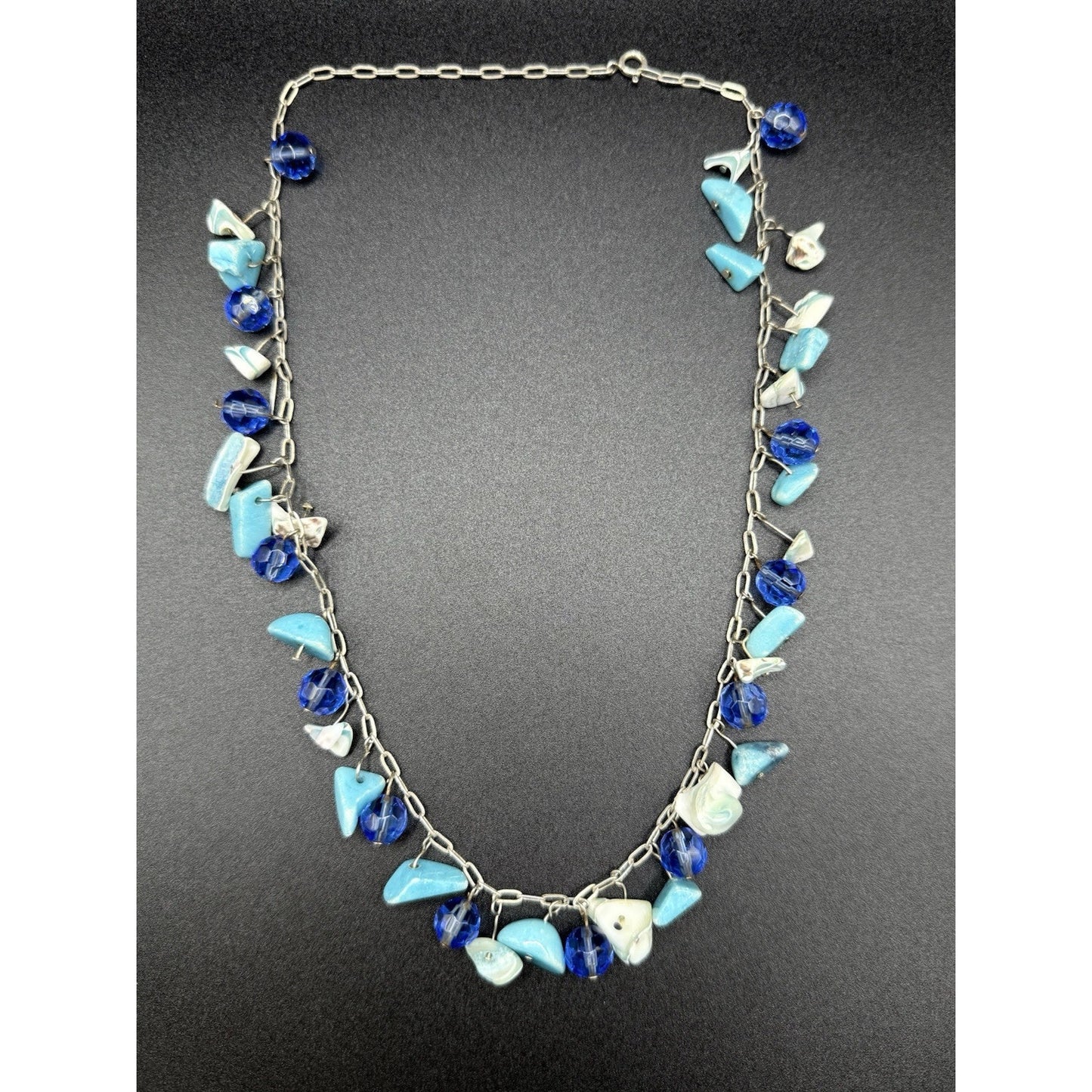 20” Sterling Silver Multi Gemstone Dangle Statement Necklace 925 N13
