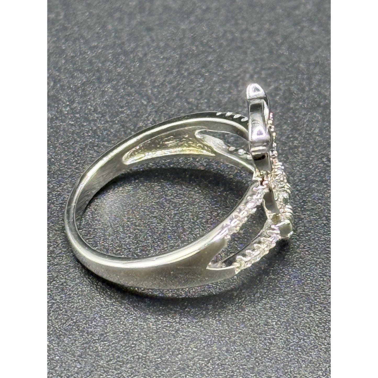 New Condition Sterling Silver Cubic Zirconia Owl Ring Size 7.00