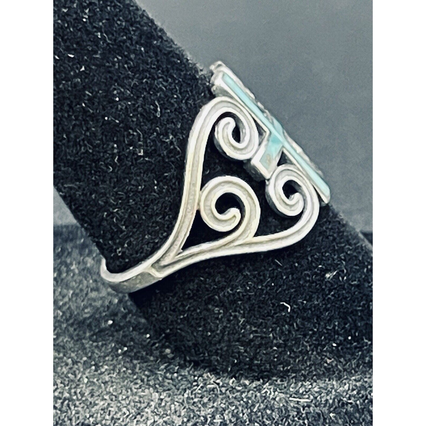 New Condition Sterling Silver Turquoise Cross 14MM Ring Size 6.75