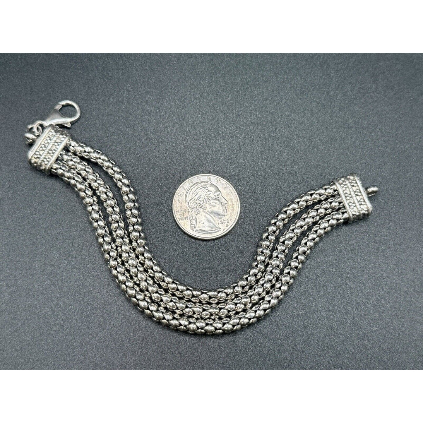 7.5" Vintage Sterling Silver Triple Strand Bracelet 45 Grams M15