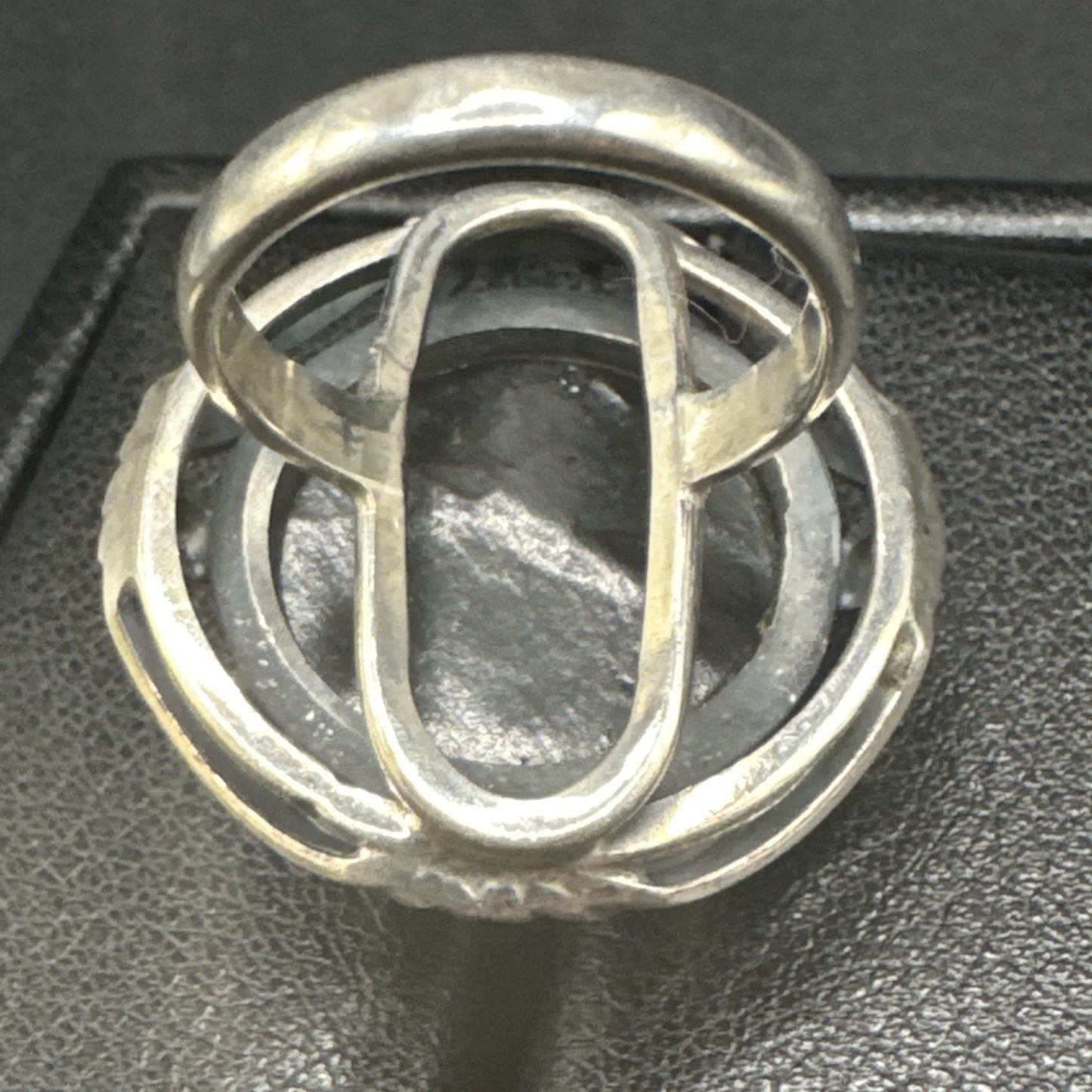 Modernist Sterling Silver Amber Statement Ring 925 Size 5.75 P2