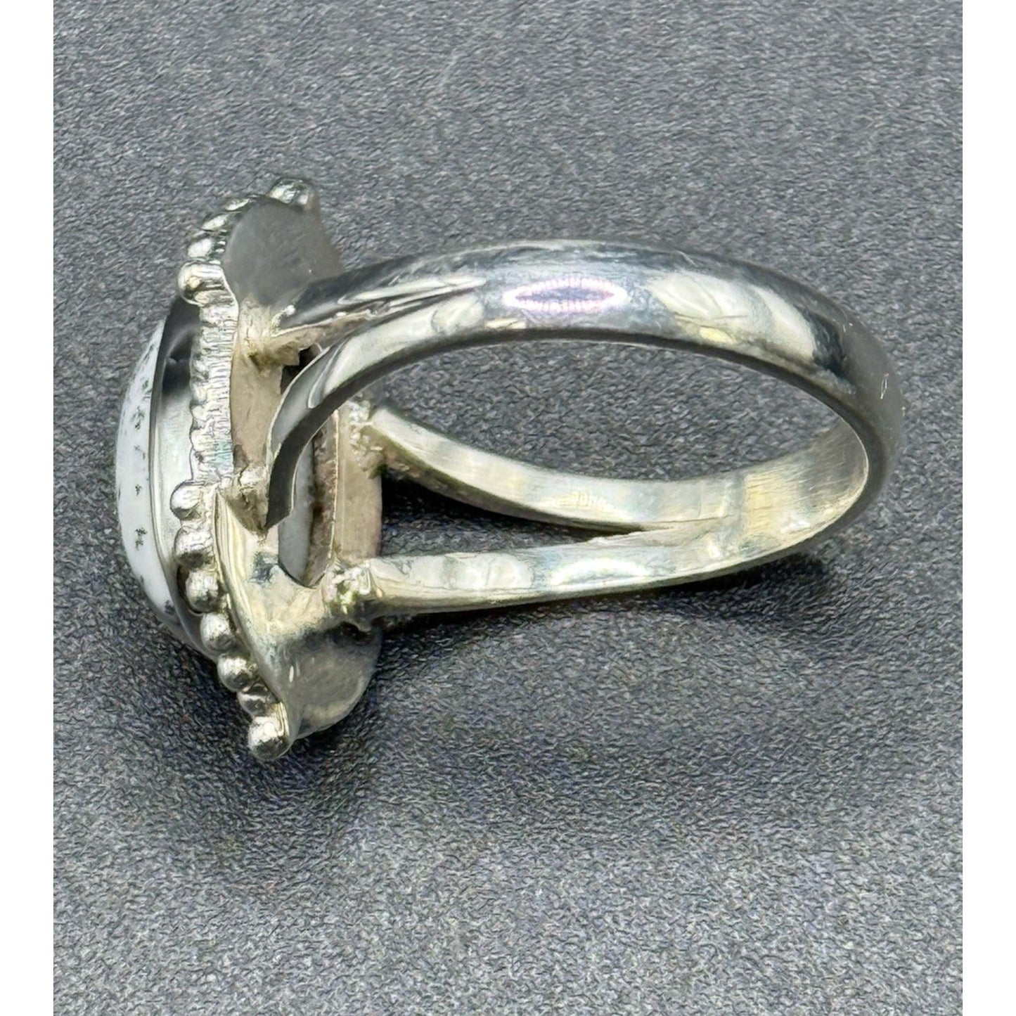 New Condition Sterling Silver Dendrite Opal Ring Size 10.00