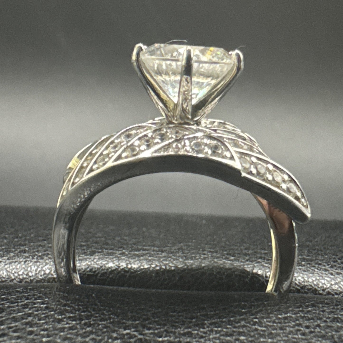Sterling Silver Angel Wings CZ Statement Ring 925 Size 8 P2