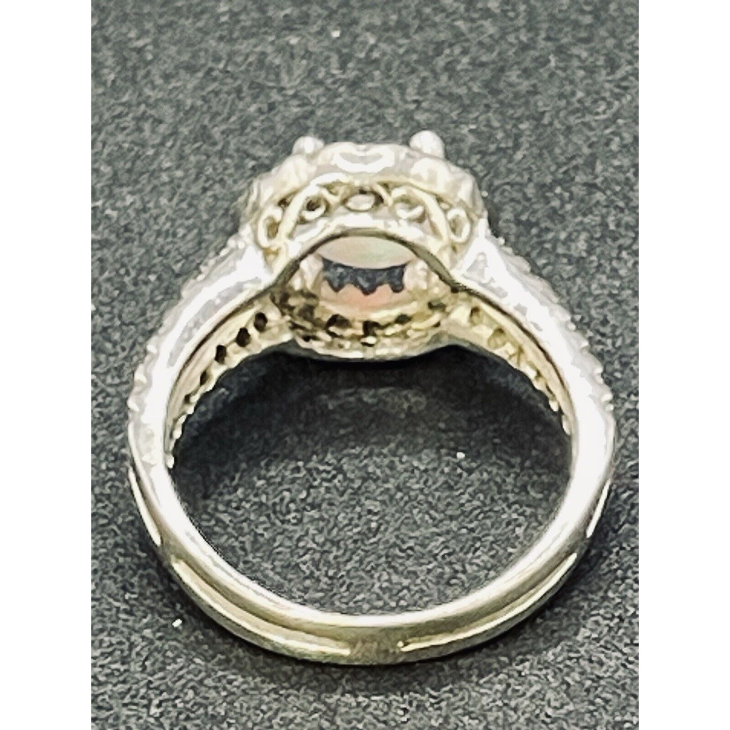 Sterling Silver Lab White Opal White Sapphire Ring Size 6.25 K25