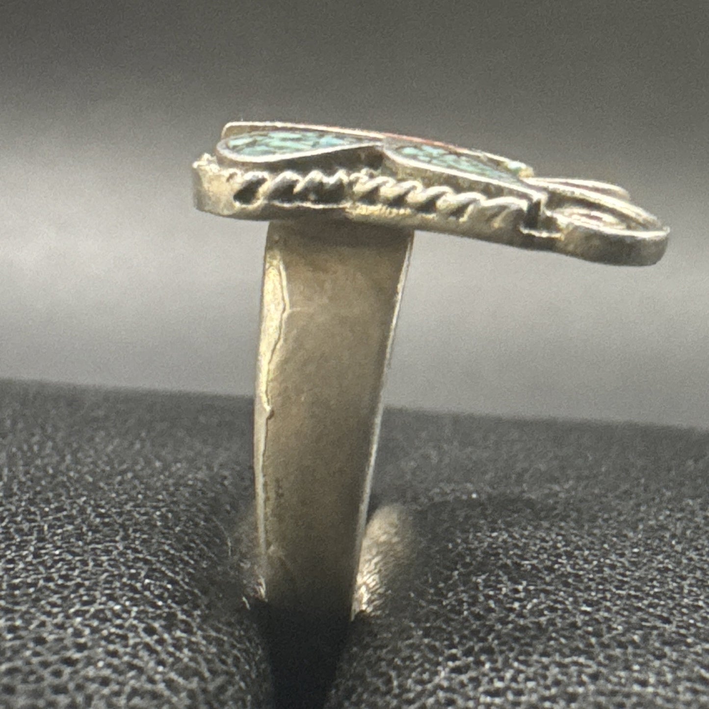 Vintage Sterling Silver Turquoise Inlay Butterfly Ring 925 Size 5 Tested P2