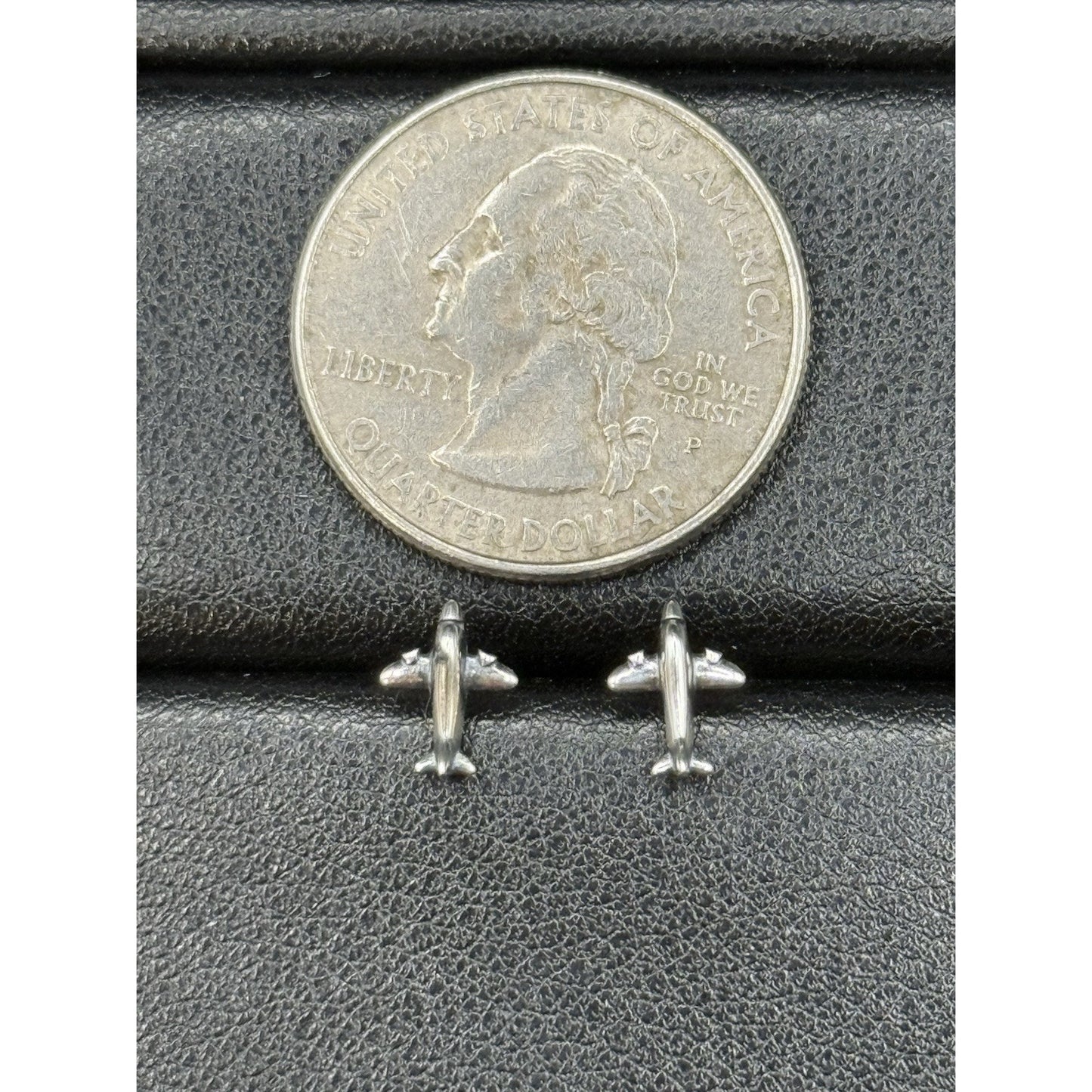 New Condition Sterling Silver Dainty Airplane Stud Earrings 925