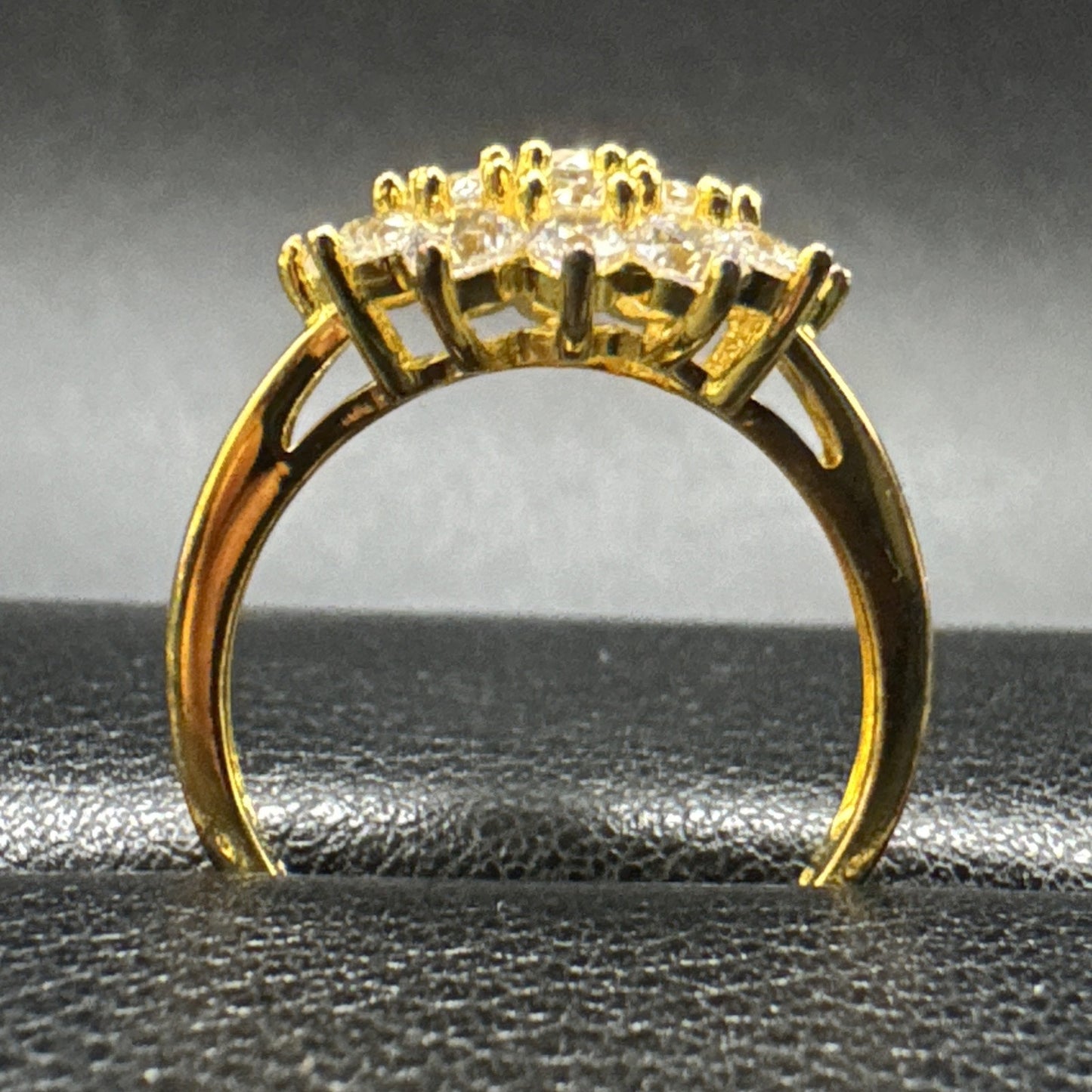 EUC Gold Sterling Silver CZ Cluster Ring 925 Size 6.75 P2