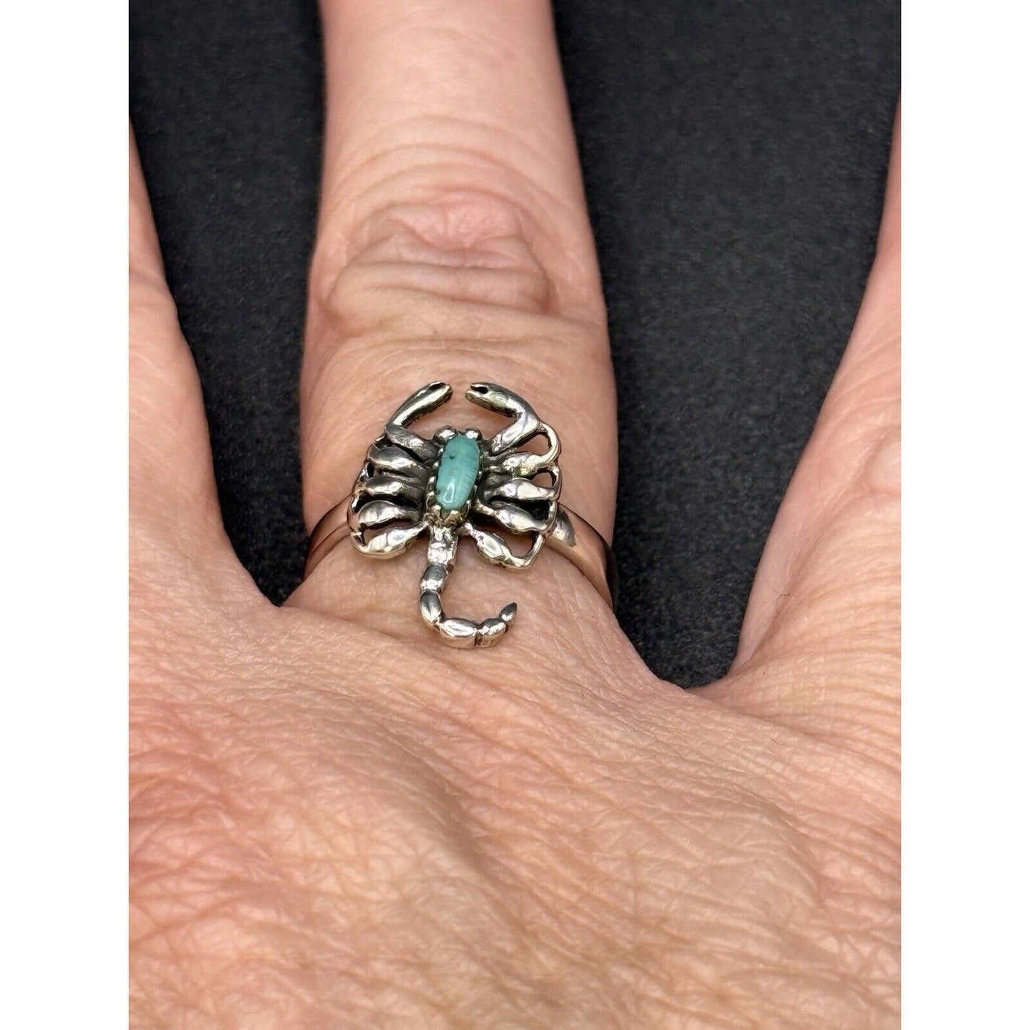 New Condition Sterling Silver Turquoise Scorpion Ring Size 6.50