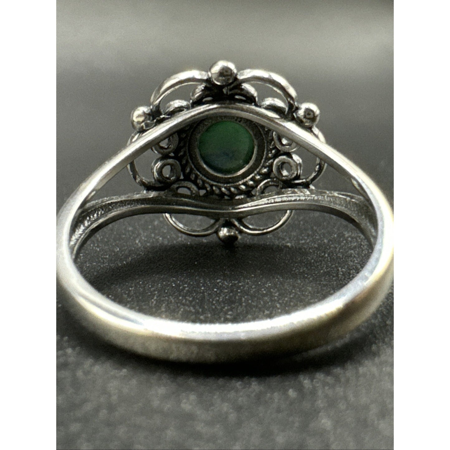 New Condition Sterling Silver Turquoise Stylized Scroll Flower Ring 925 Size 7
