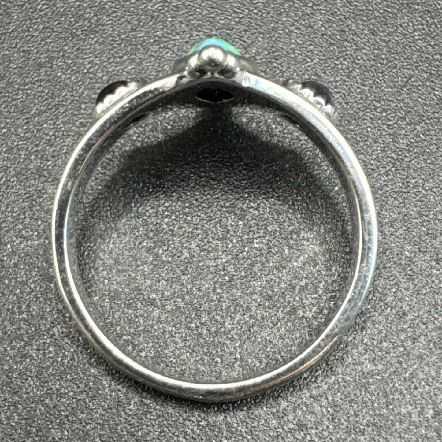 New Condition Sterling Silver Turquoise Garnet Amethyst Ring 925 Size 7