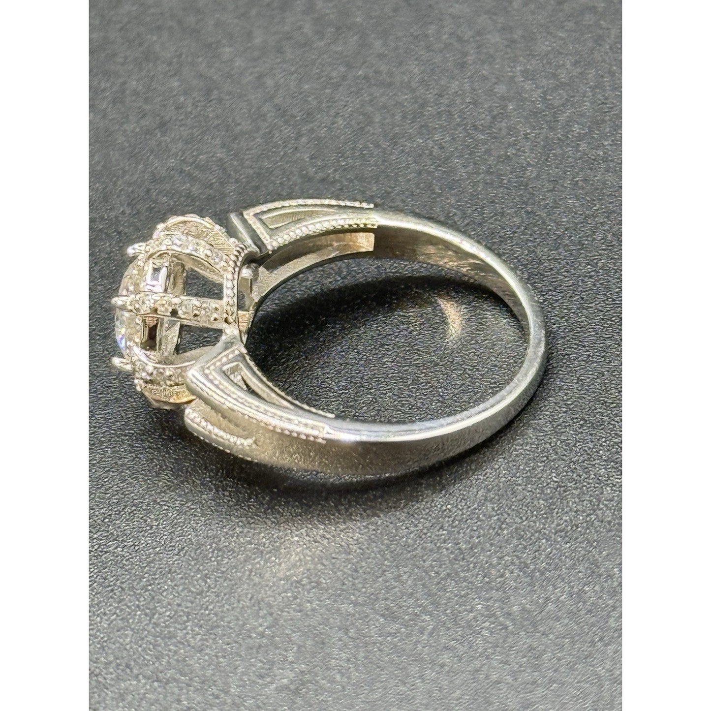 New Condition Sterling Silver Moissanite Engagement Ring Size 7.00 GRA