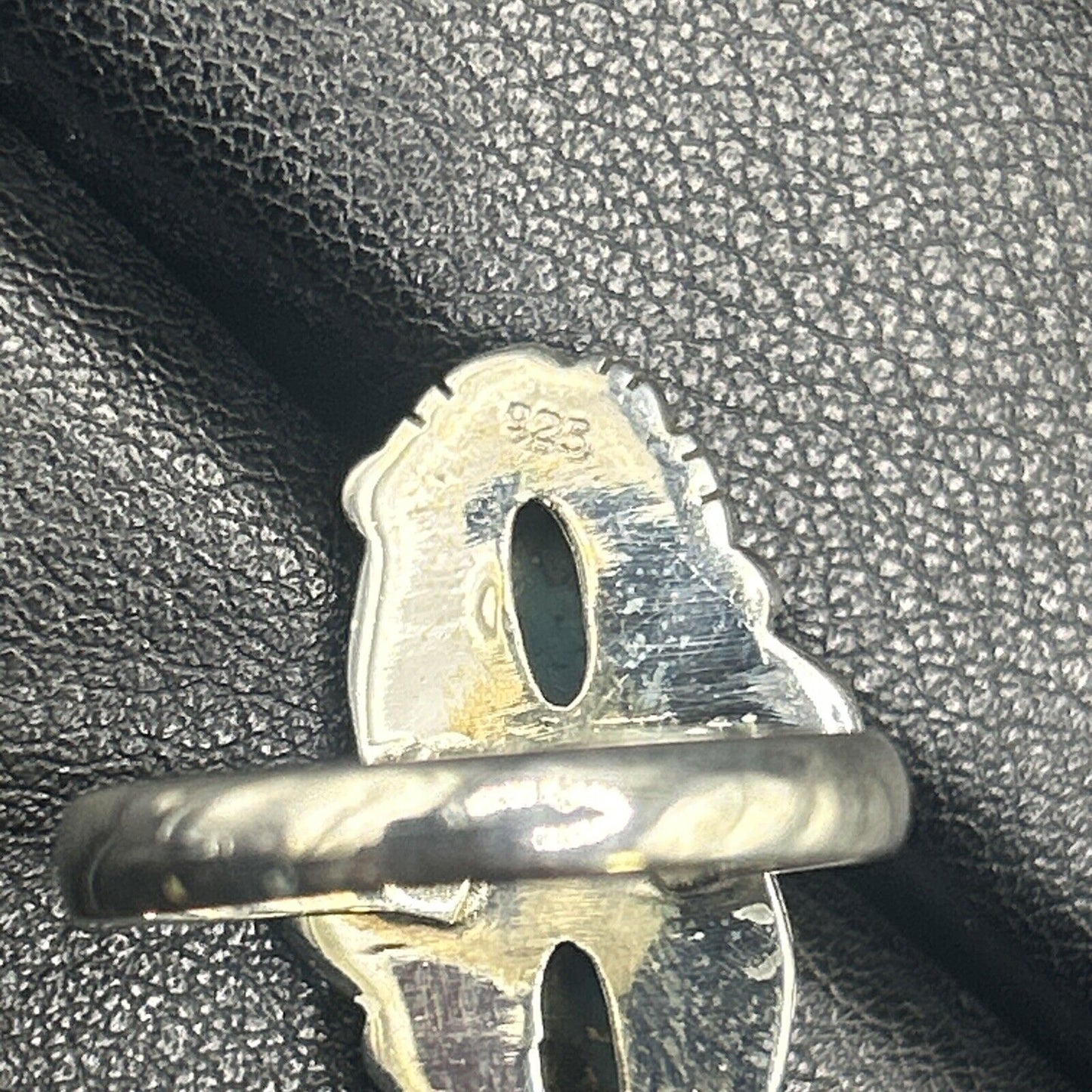 New Condition Sterling Silver Double Copper Turquoise Ring Size 10.00