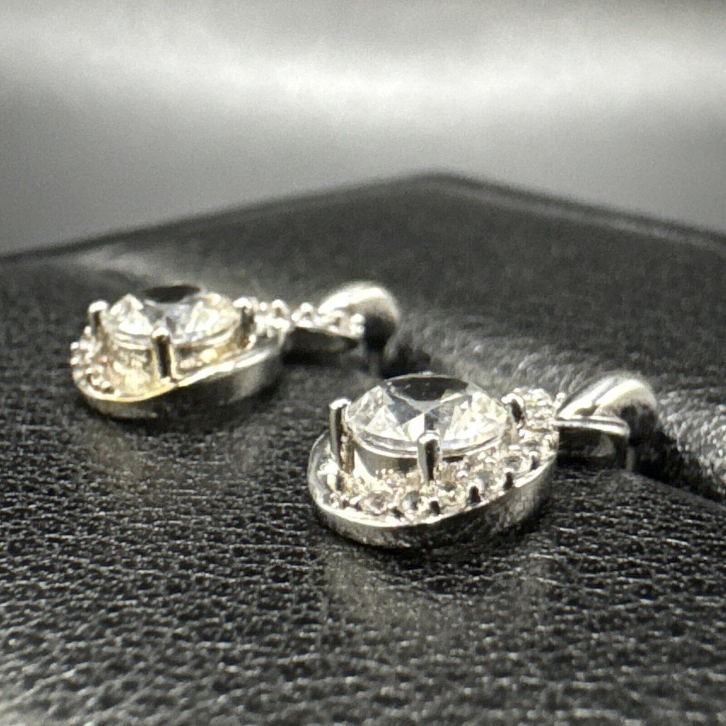 New Condition Sterling Silver White Sapphire Drop Earrings 925