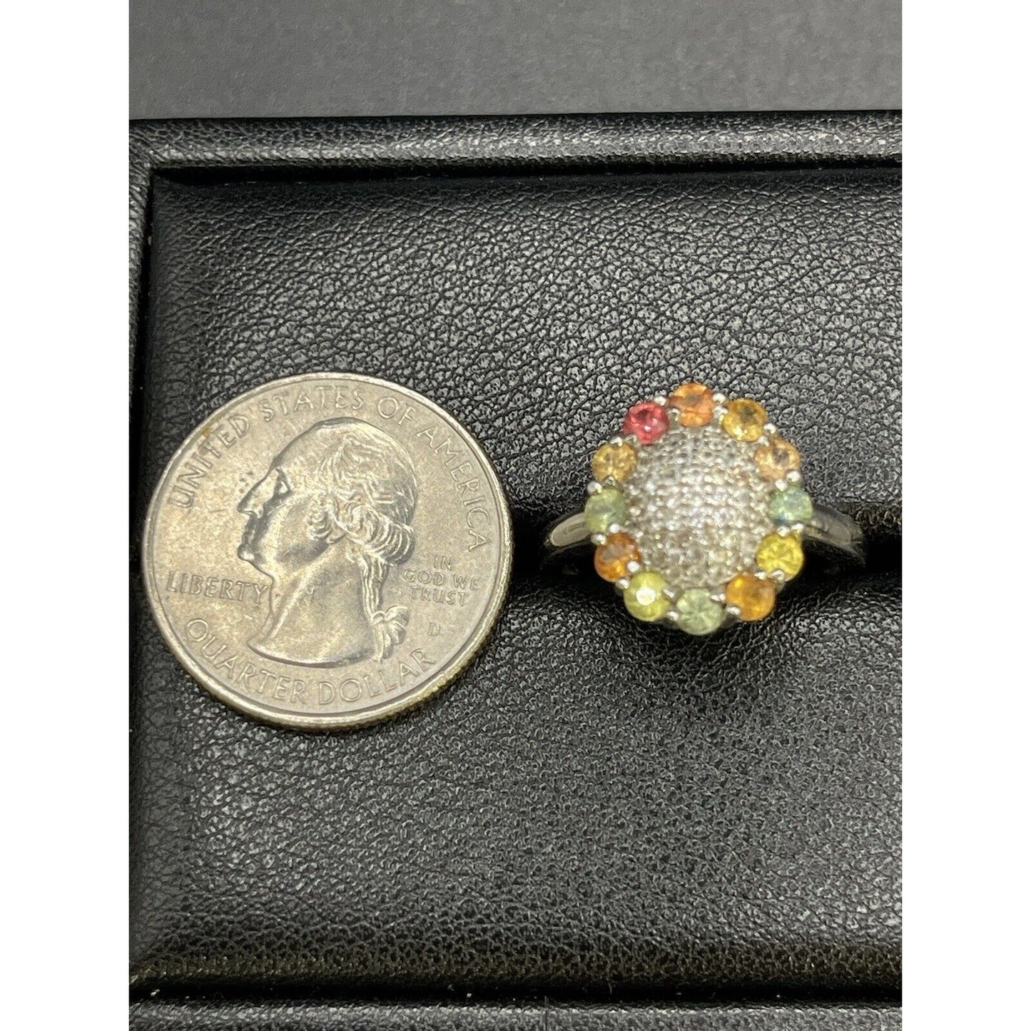 Sterling Silver Genuine Gemstone Ring Size 7.75 925 K18