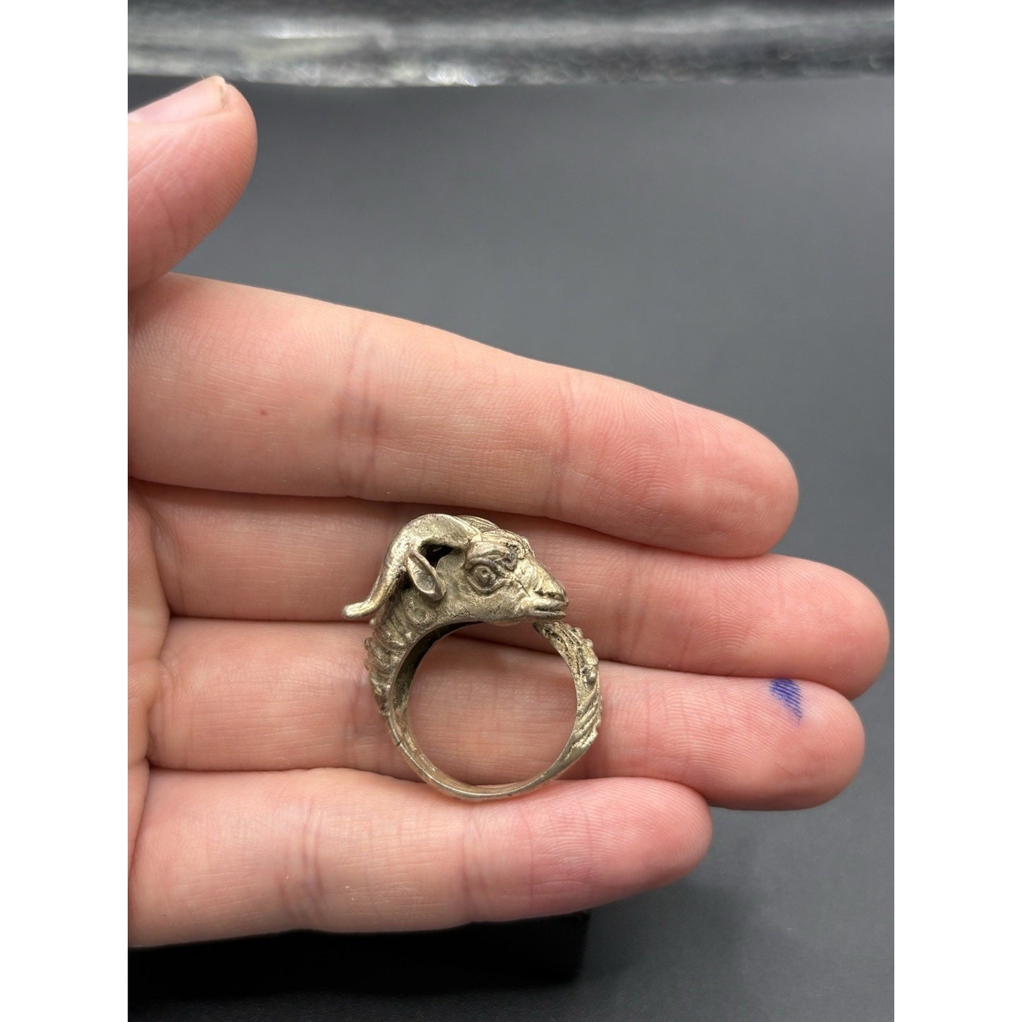 Vintage Sterling Silver Ram’s Head Ring Size 7 Adjustable 8 Grams W18