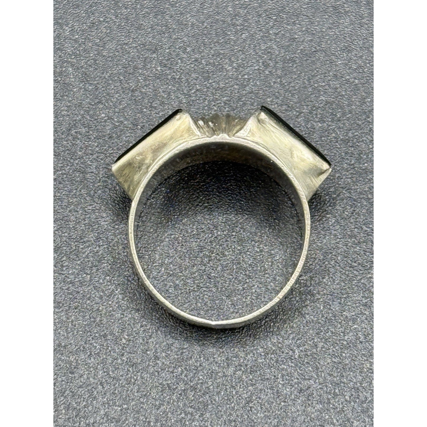 Modernist Sterling Silver Onyx Ring Size 5.00 925 Q2