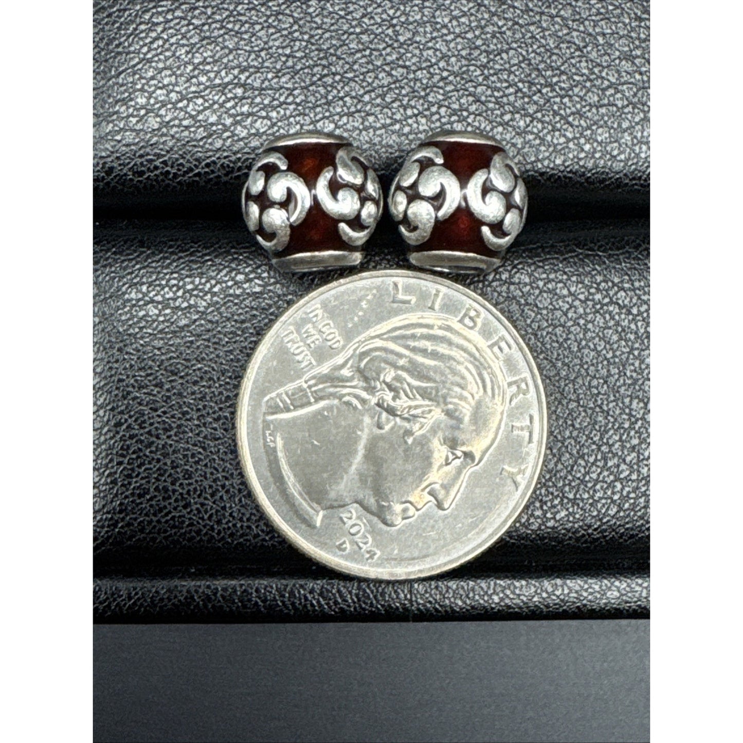 Authentic Pandora Lot Of 2 Red Zen Enamel Charms 925 ALE U13