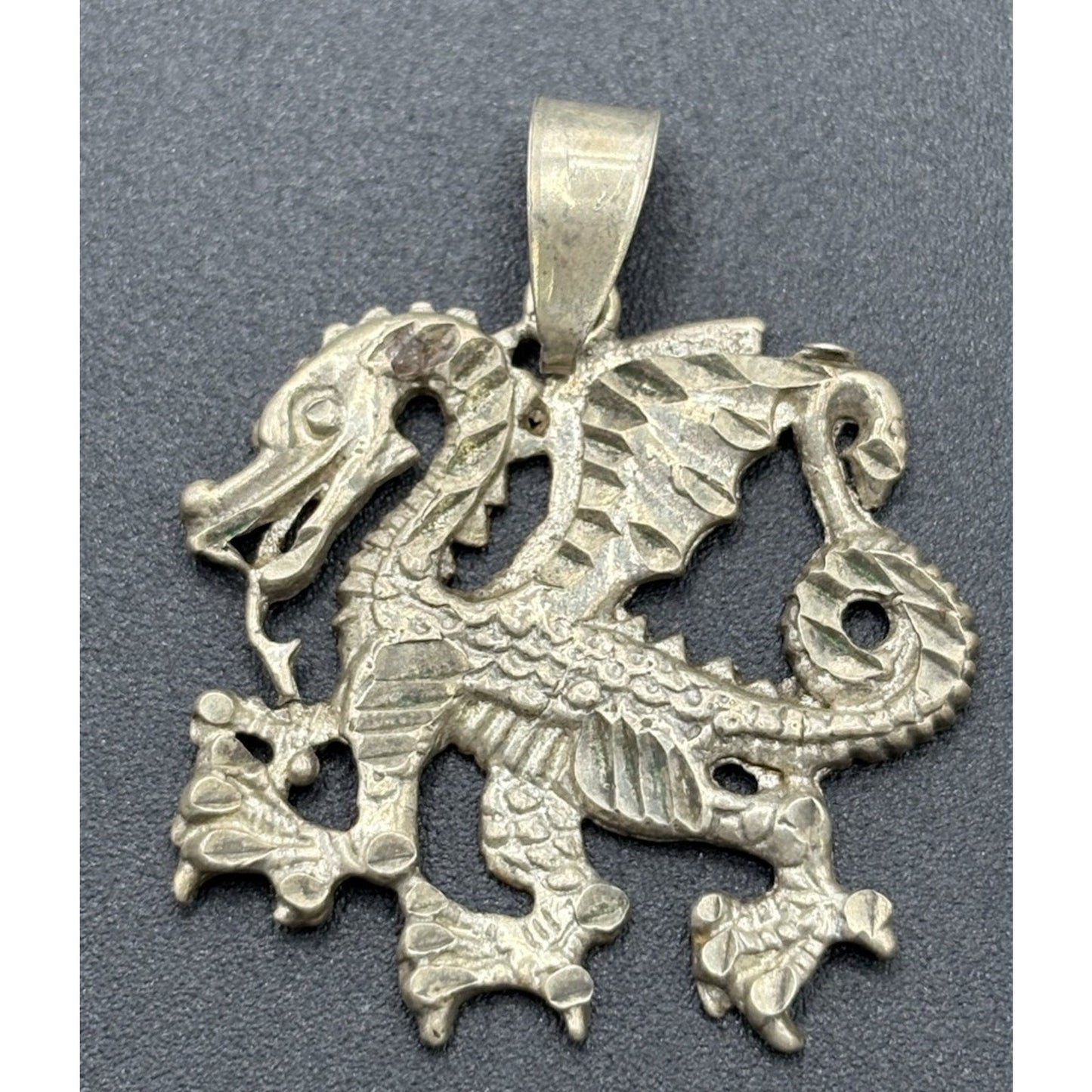 Vintage Sterling Silver Dragon Pendant Charm 5 Grams W18