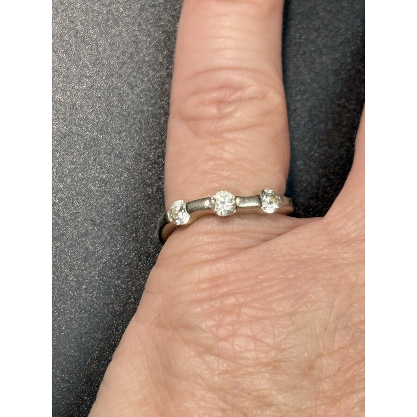 Vintage Sterling Silver Three Cubic Zirconia Band Ring Size 6.00 M29