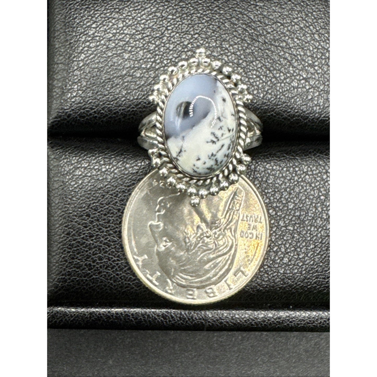 New Condition Sterling Silver Dendrite Opal Ring 925 Size 7