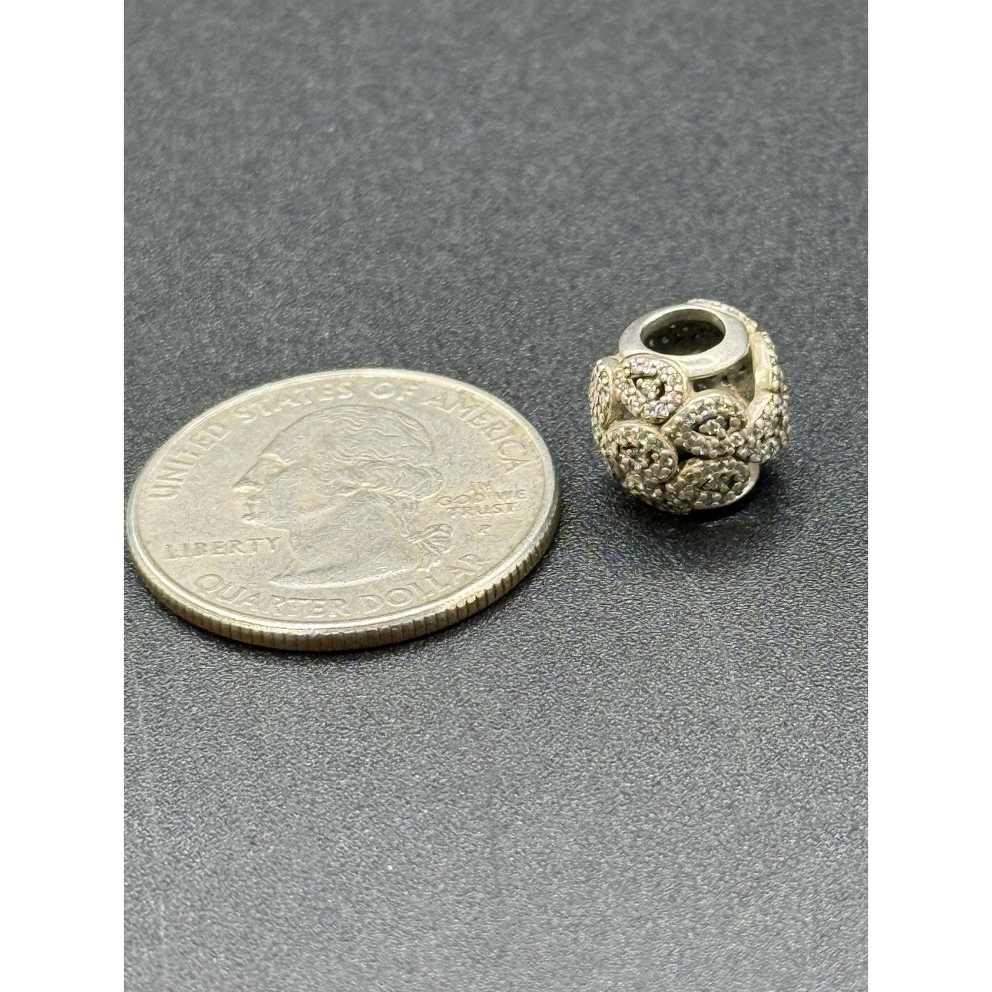 Pandora Sterling Silver Cubic Zirconia Flower Charm ALE P6