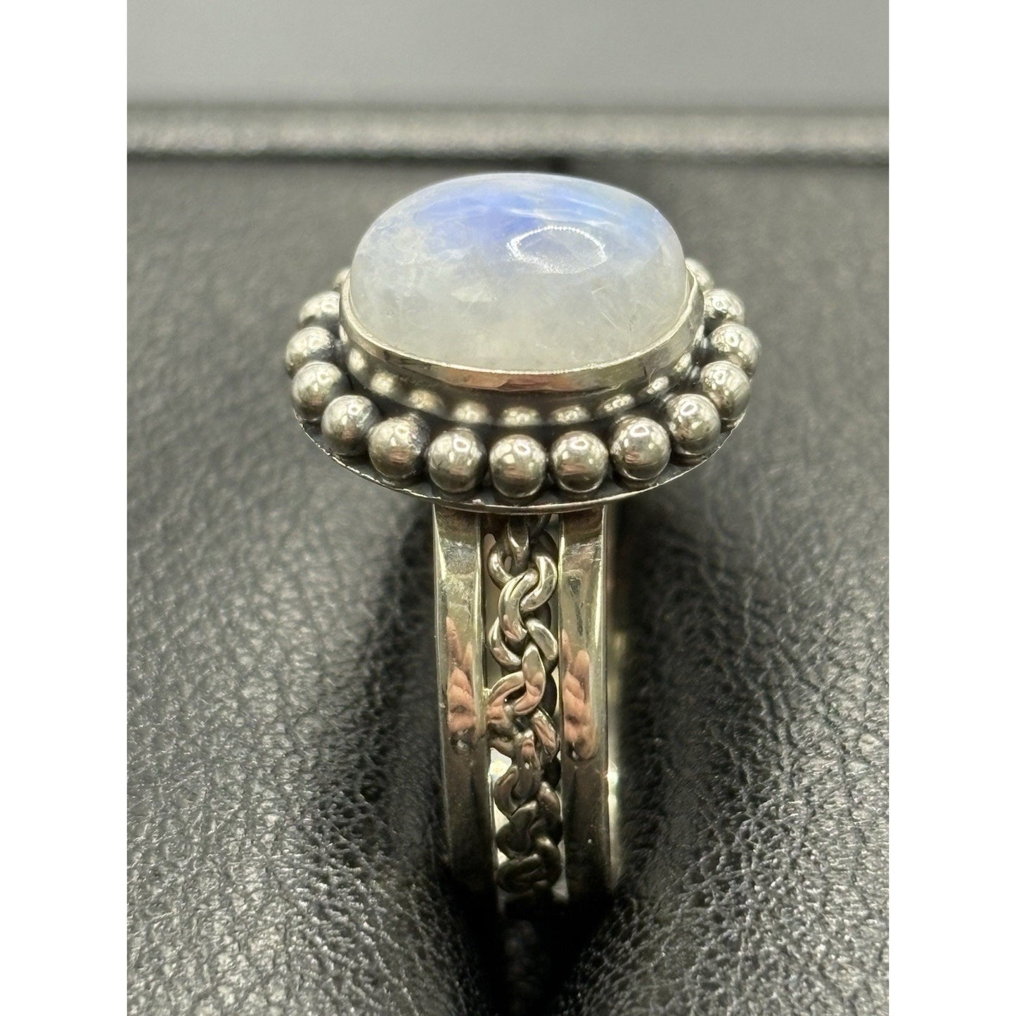 New Condition Sterling Silver Moonstone Ring Braid Size 7