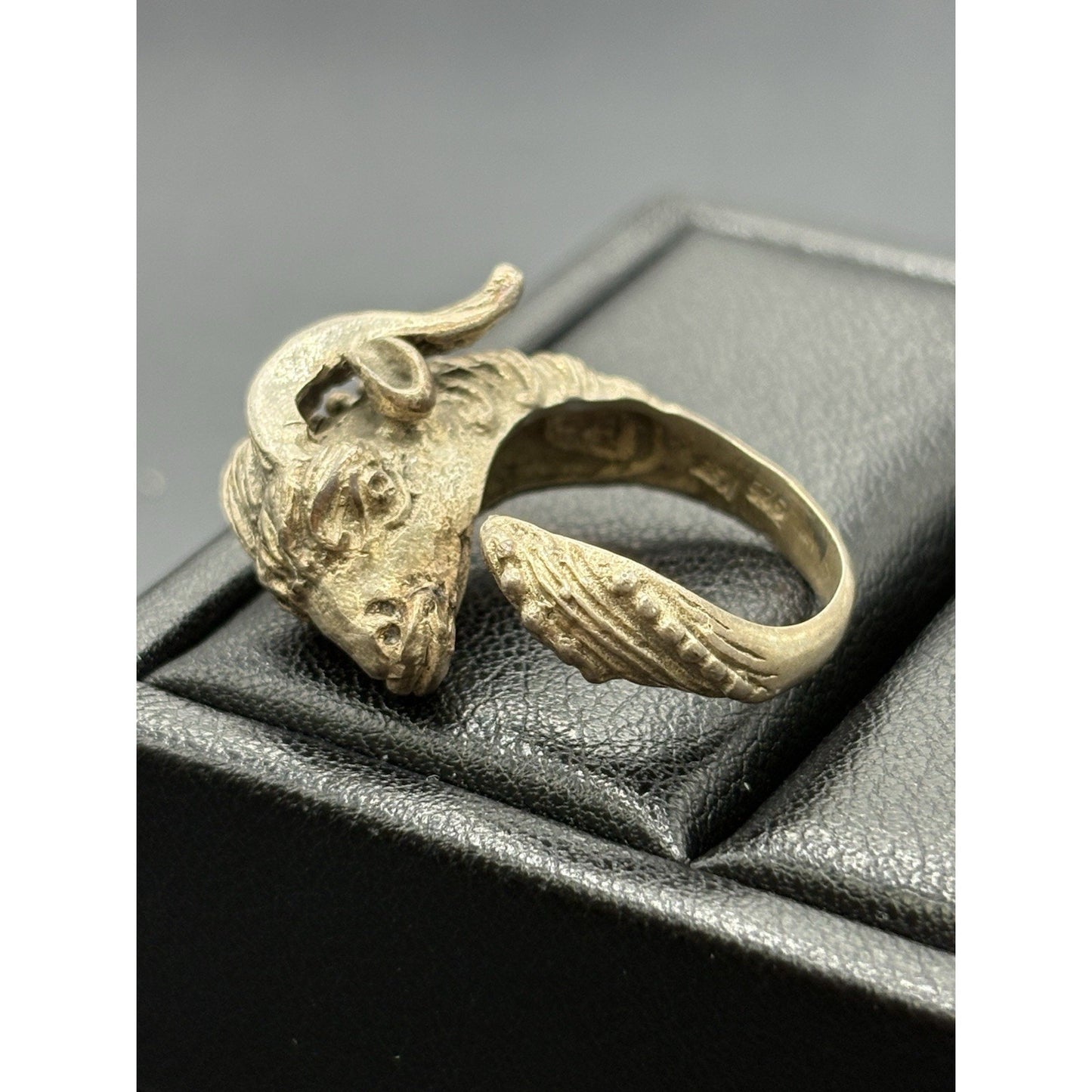 Vintage Sterling Silver Ram’s Head Ring Size 7 Adjustable 8 Grams W18