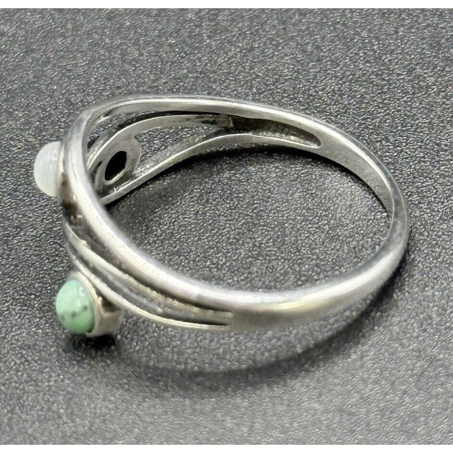 New Condition Sterling Silver Multi Gemstone Ring Size 6.75 Turquoise Onyx
