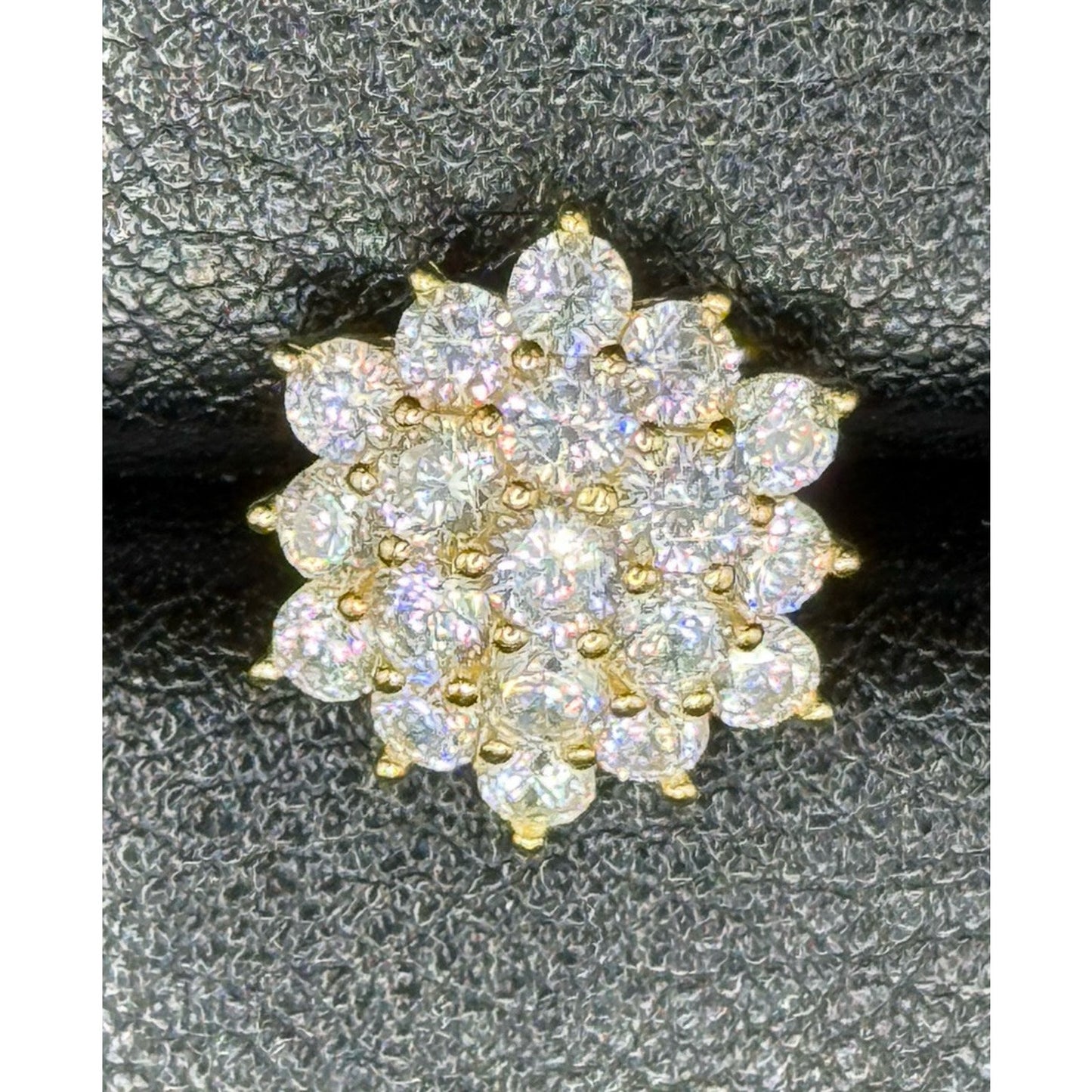 EUC Gold Sterling Silver Cluster Cubic Zirconia Earrings 925 P3