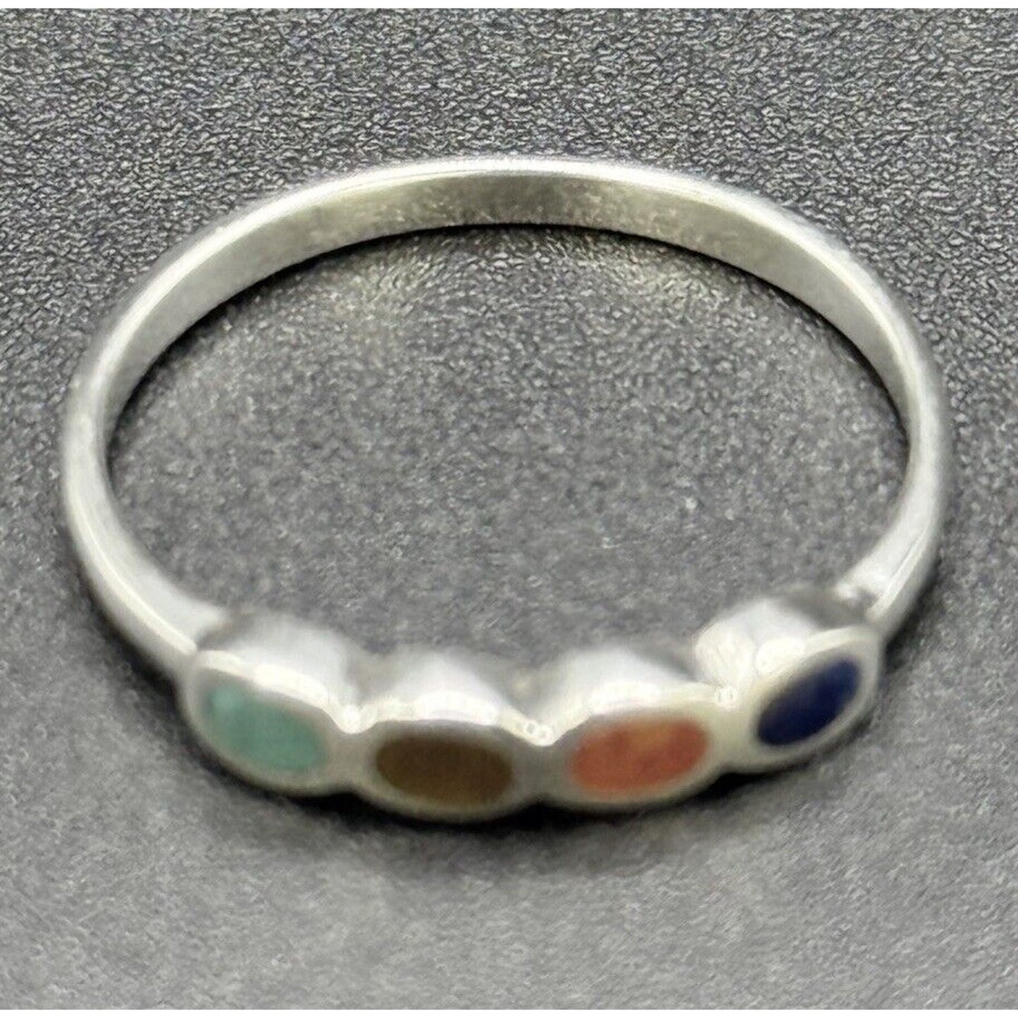 New Condition Sterling Silver Multi Gemstone 4-Stone Ring Size 6.75