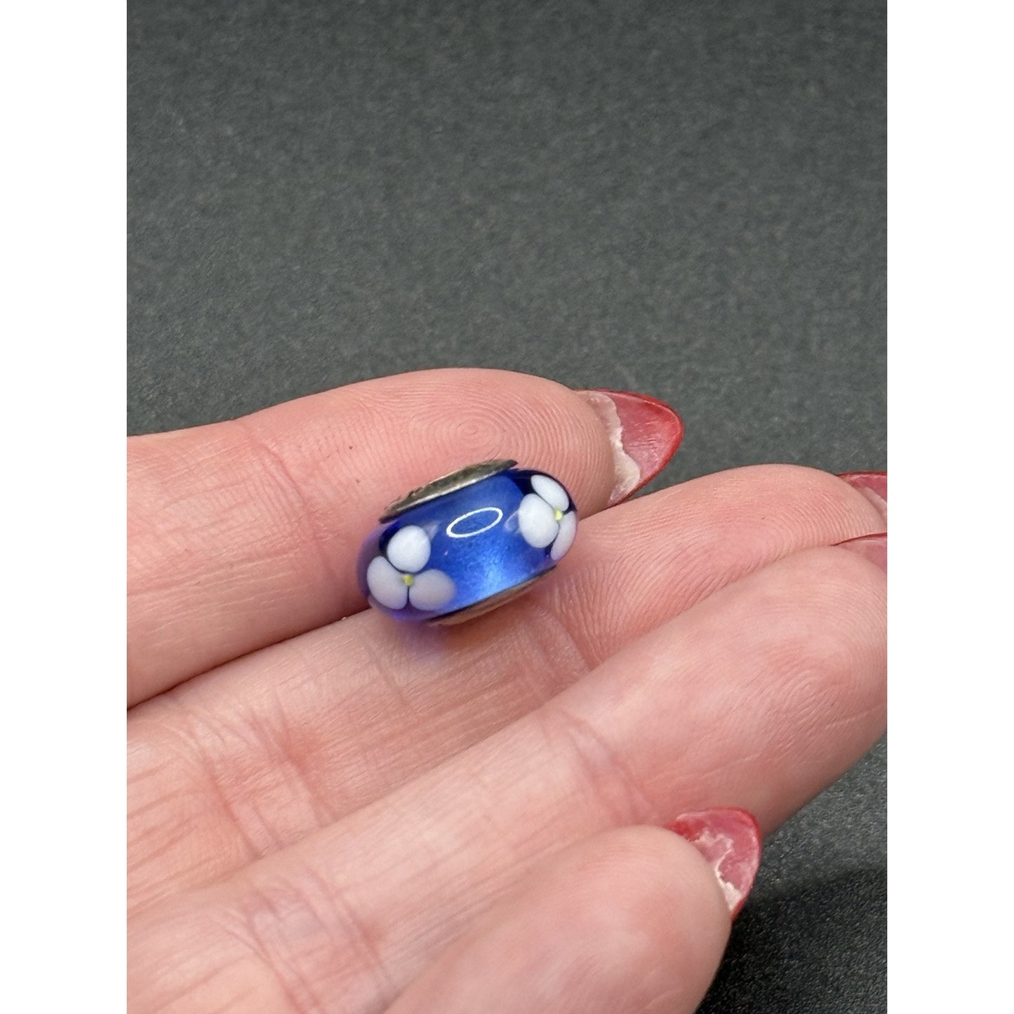 Pandora Blue Murano Glass Flower Charm N19