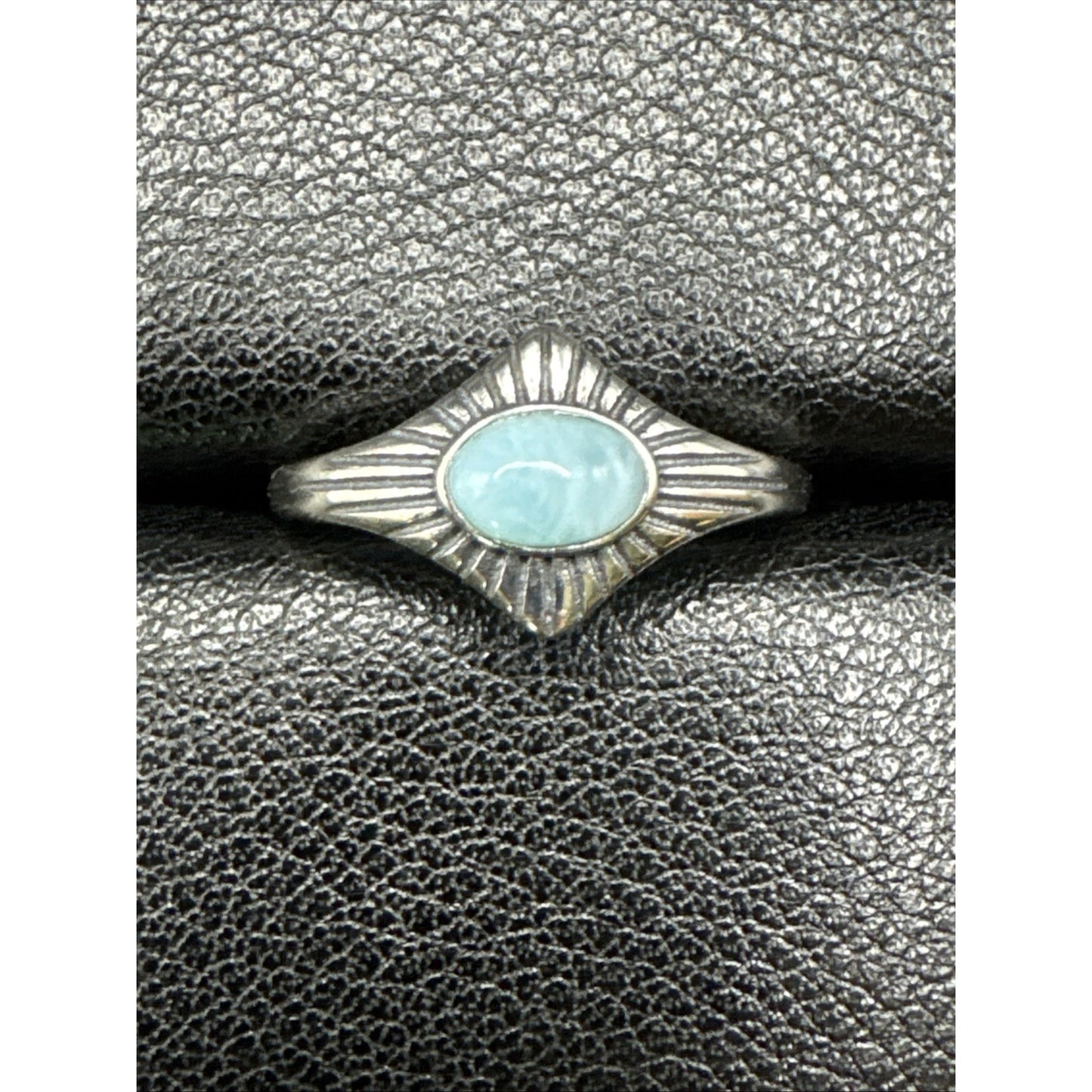 New Condition Sterling Silver Larimar Sunburst Ring 925 Size 7
