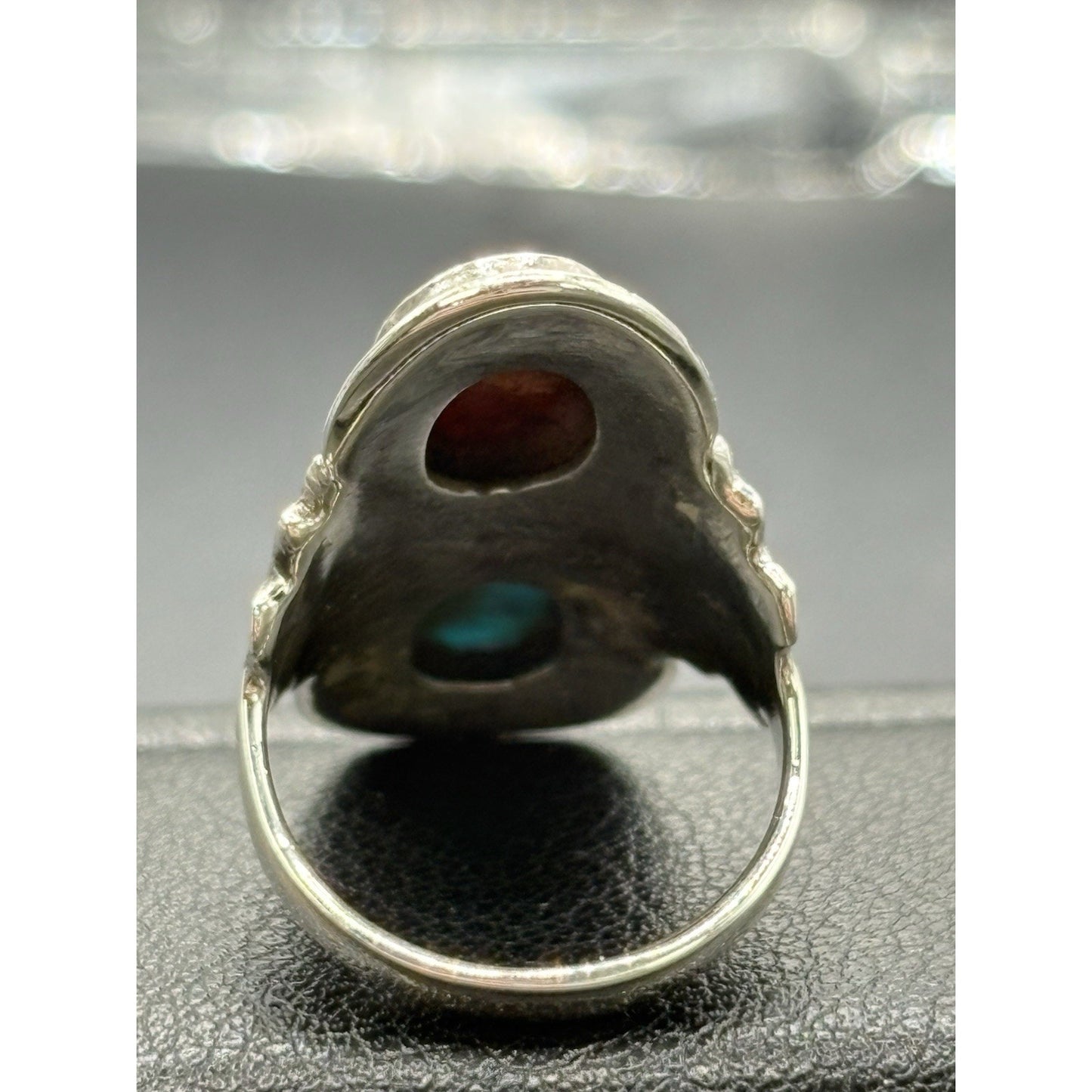 New Condition Turquoise Coral Long Ring 925 Size 5