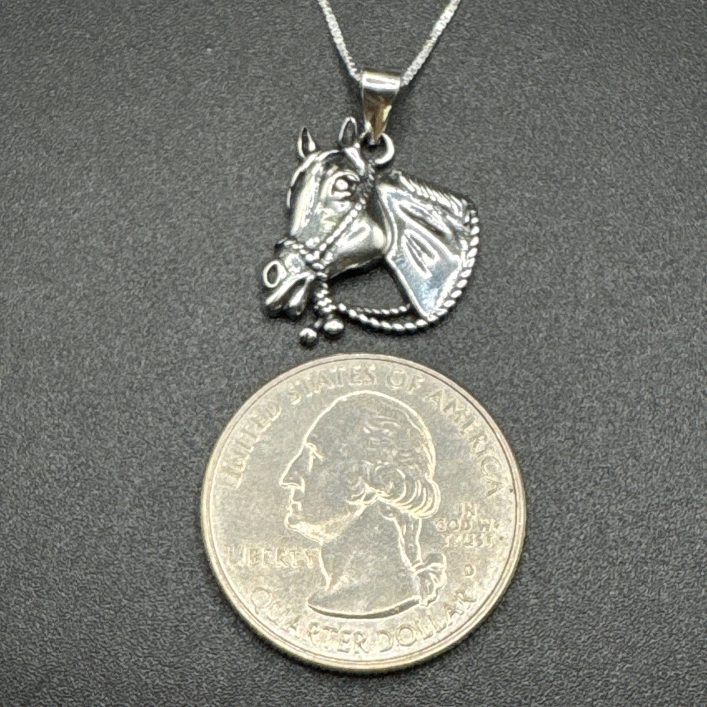 New Condition Sterling Silver 18” Horse Pendant Necklace 925
