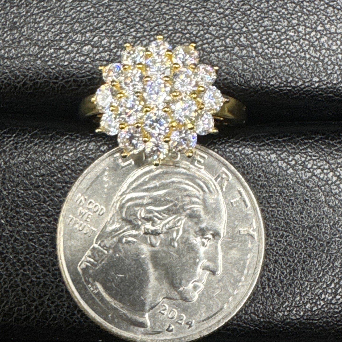 EUC Gold Sterling Silver CZ Cluster Ring 925 Size 6.75 P2