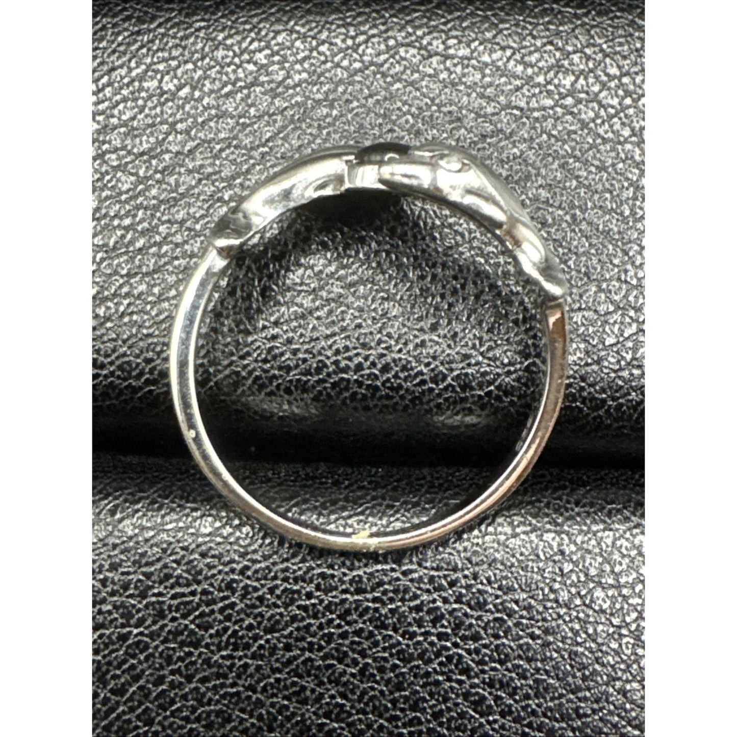 New Condition Sterling Silver Onyx Double Dolphin Ring 925 Size 7