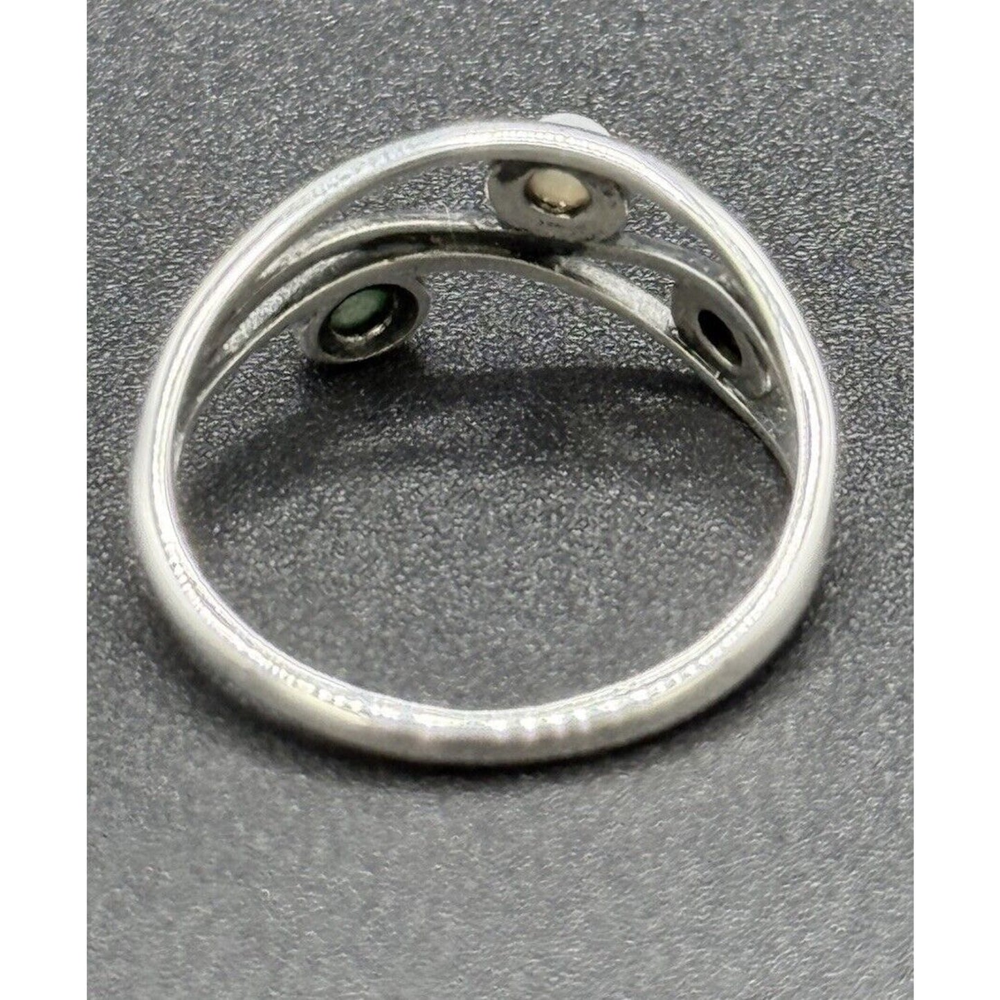 New Condition Sterling Silver Multi Gemstone Ring Size 6.75 Turquoise Onyx
