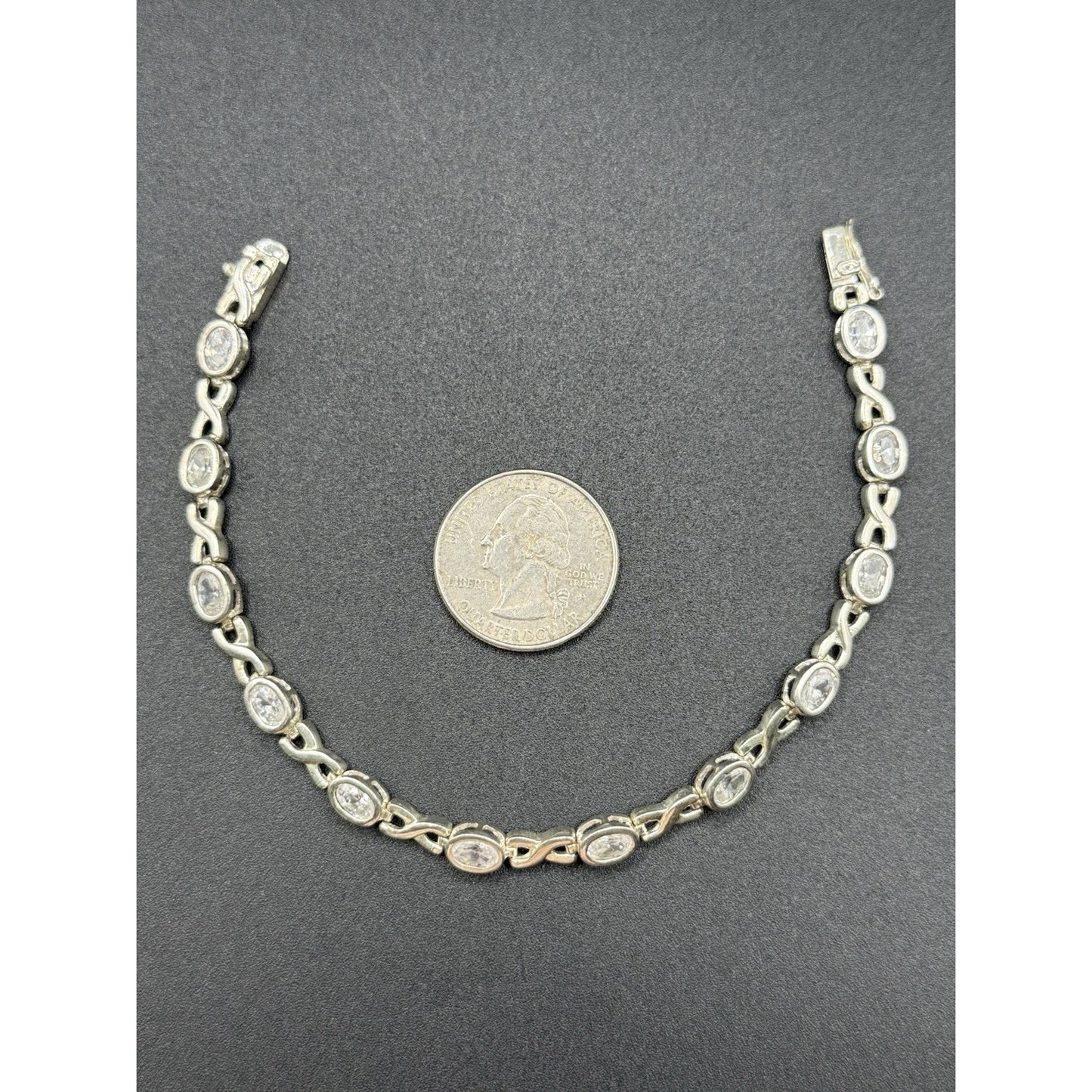 8” Sterling Silver Cubic Zirconia Bracelet Tennis 12 Grams P6