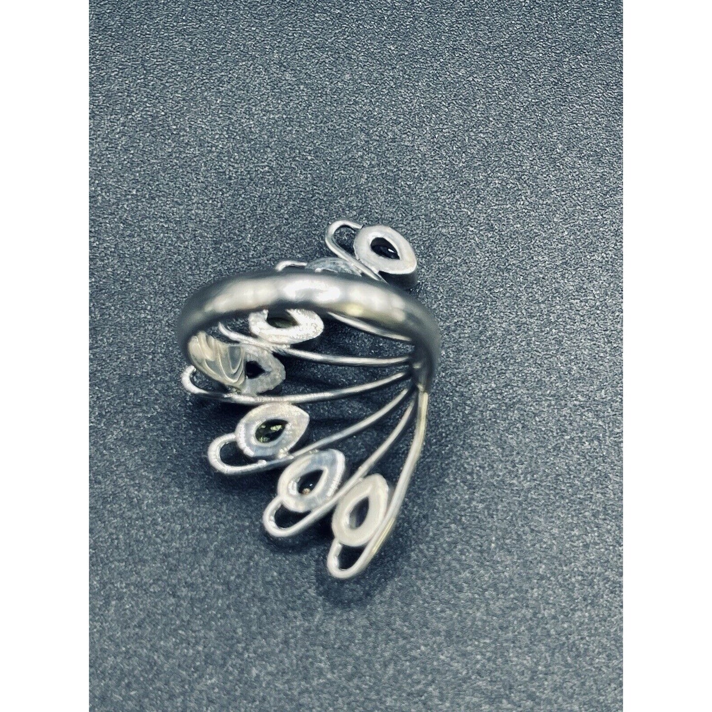 New Condition Sterling Silver Multi Gemstone Bezels Ring Size 7.00
