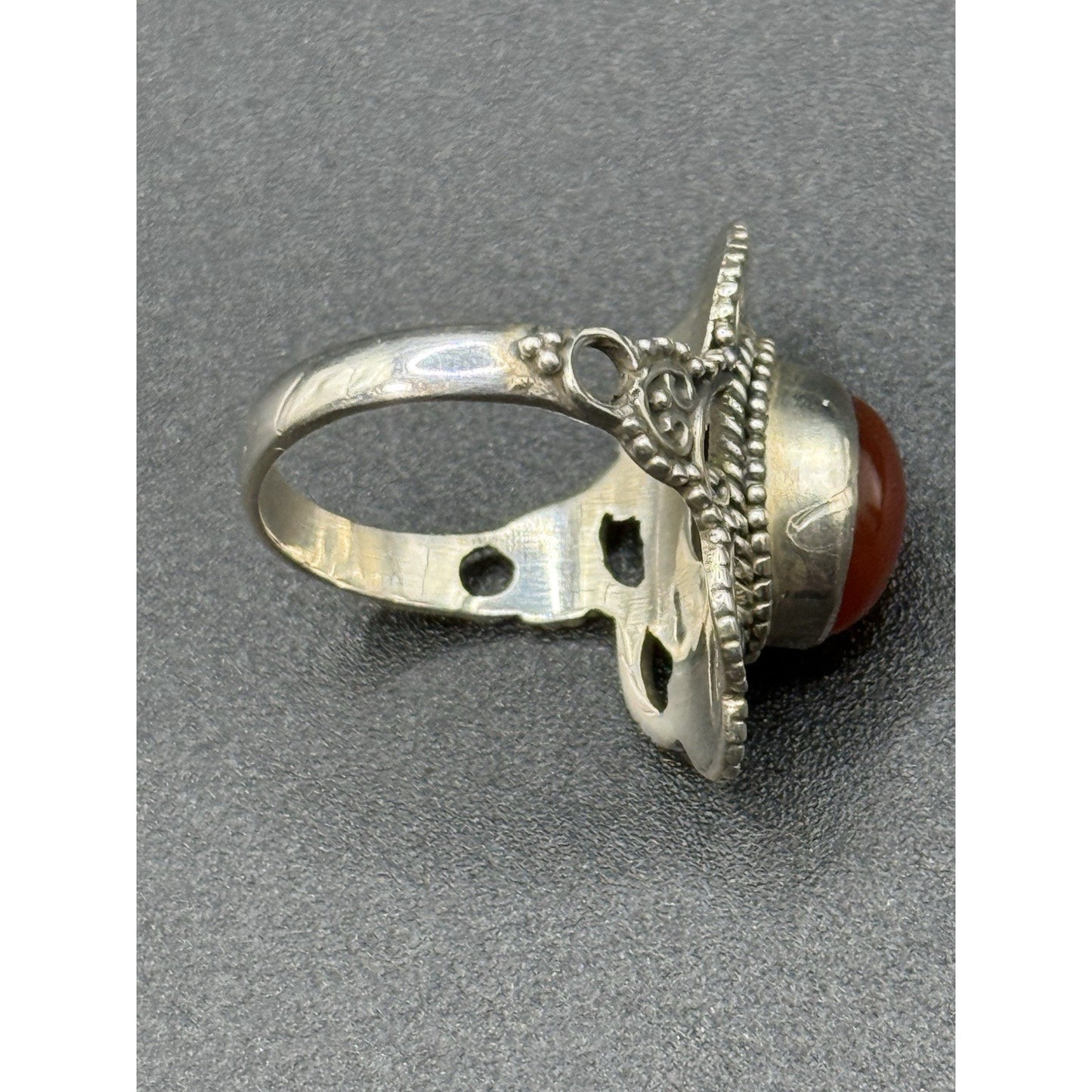 New Condition Sterling Silver Carnelion Genuine Ring Size 6.00 925 P19