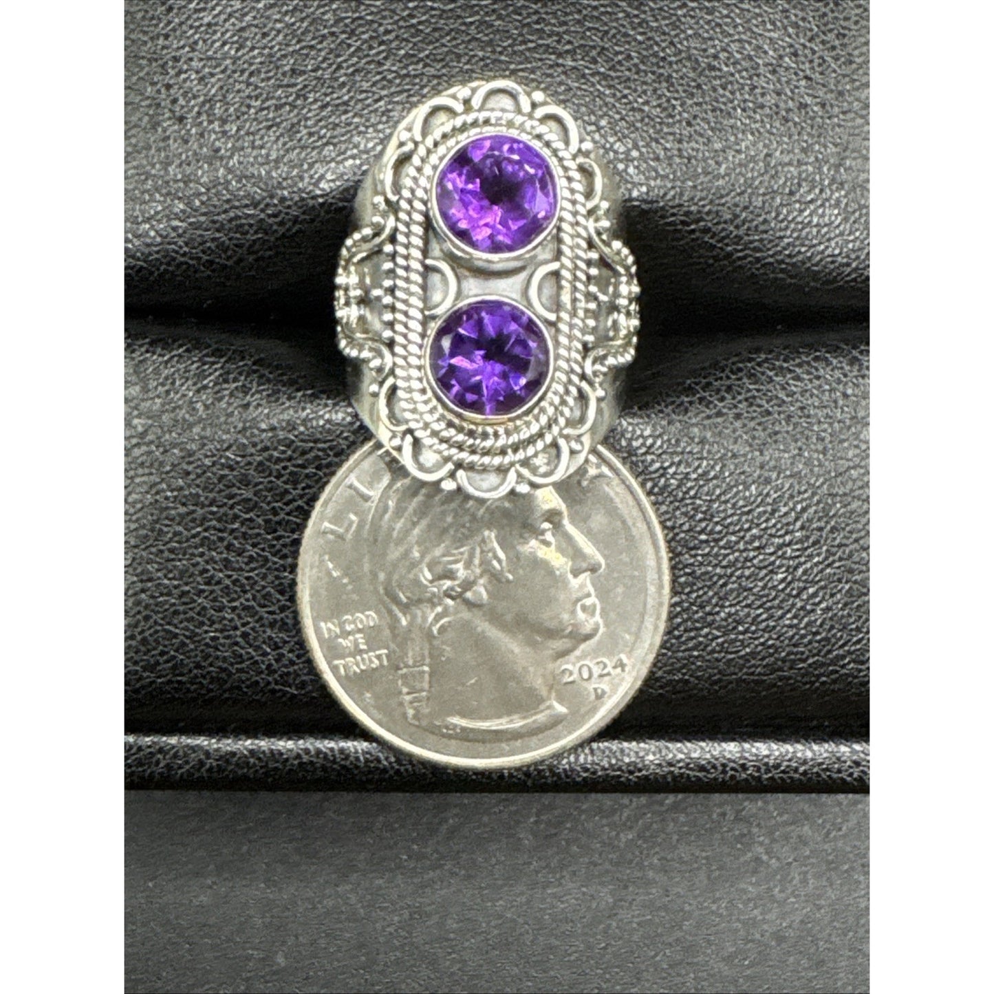 New Condition Sterling Silver Genuine Amethyst Ring 925 Size 7.5