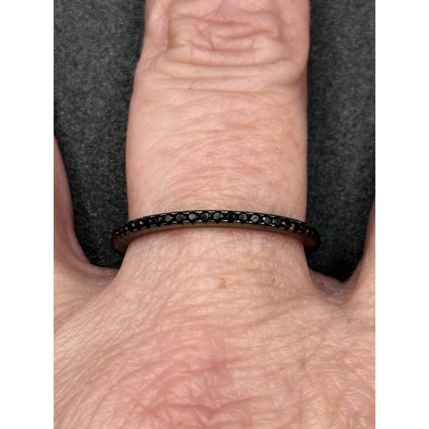 Black Oxidized Sterling Silver Black Cubic Zirconia Ring Size 9.00 N13