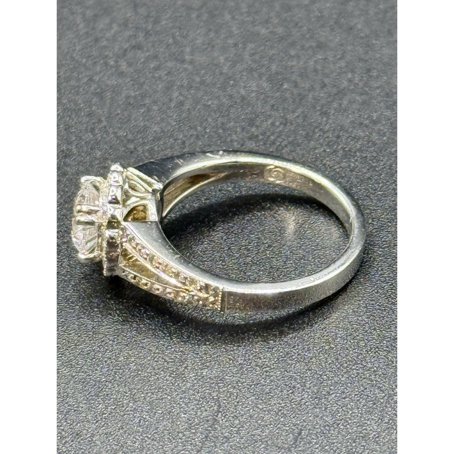 EUC Sterling Silver Cubic Zirconia Split Halo Ring Size 6.50 925 #5 P5