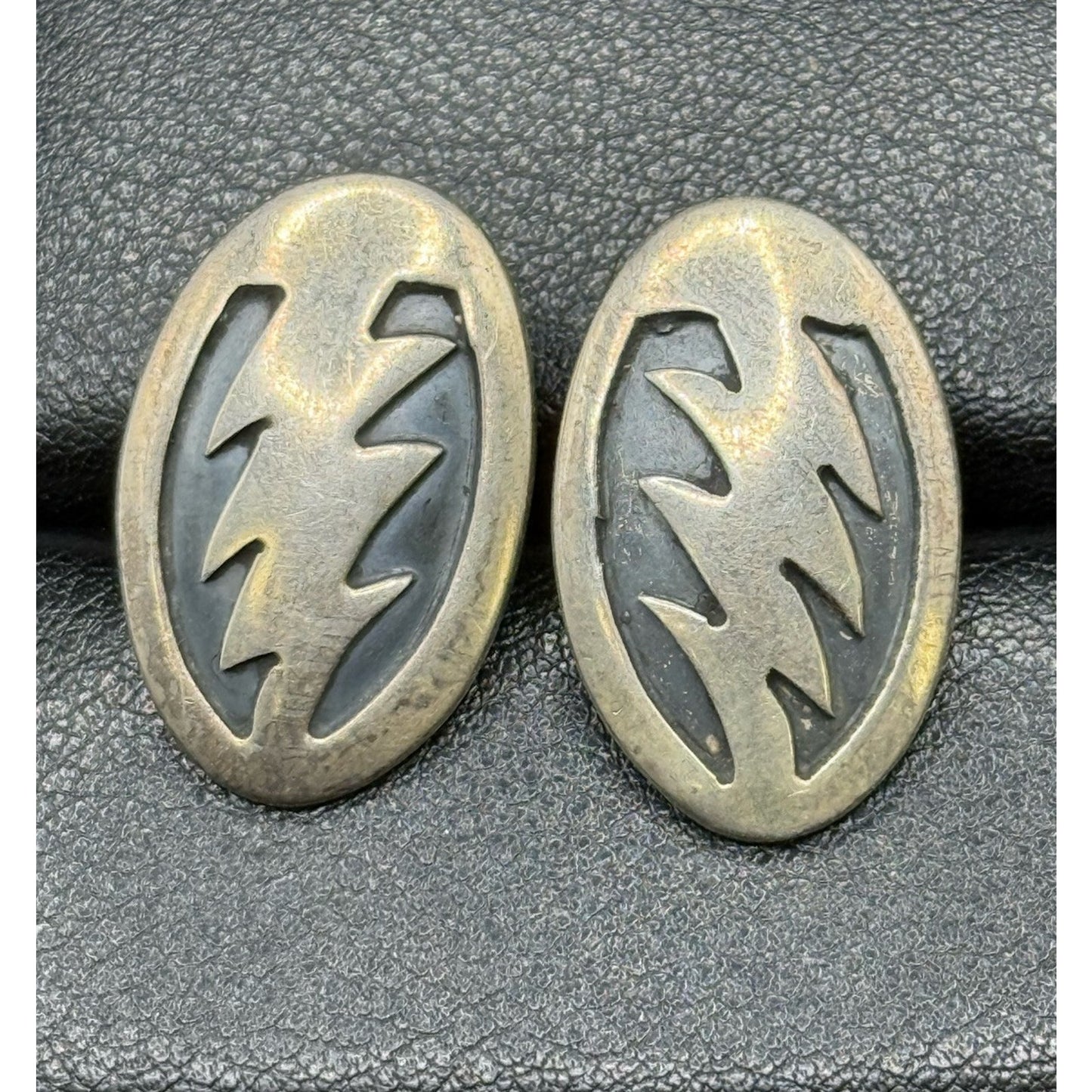 Southwestern Sterling Silver Lightening Bolt Screw Back Earrings P3