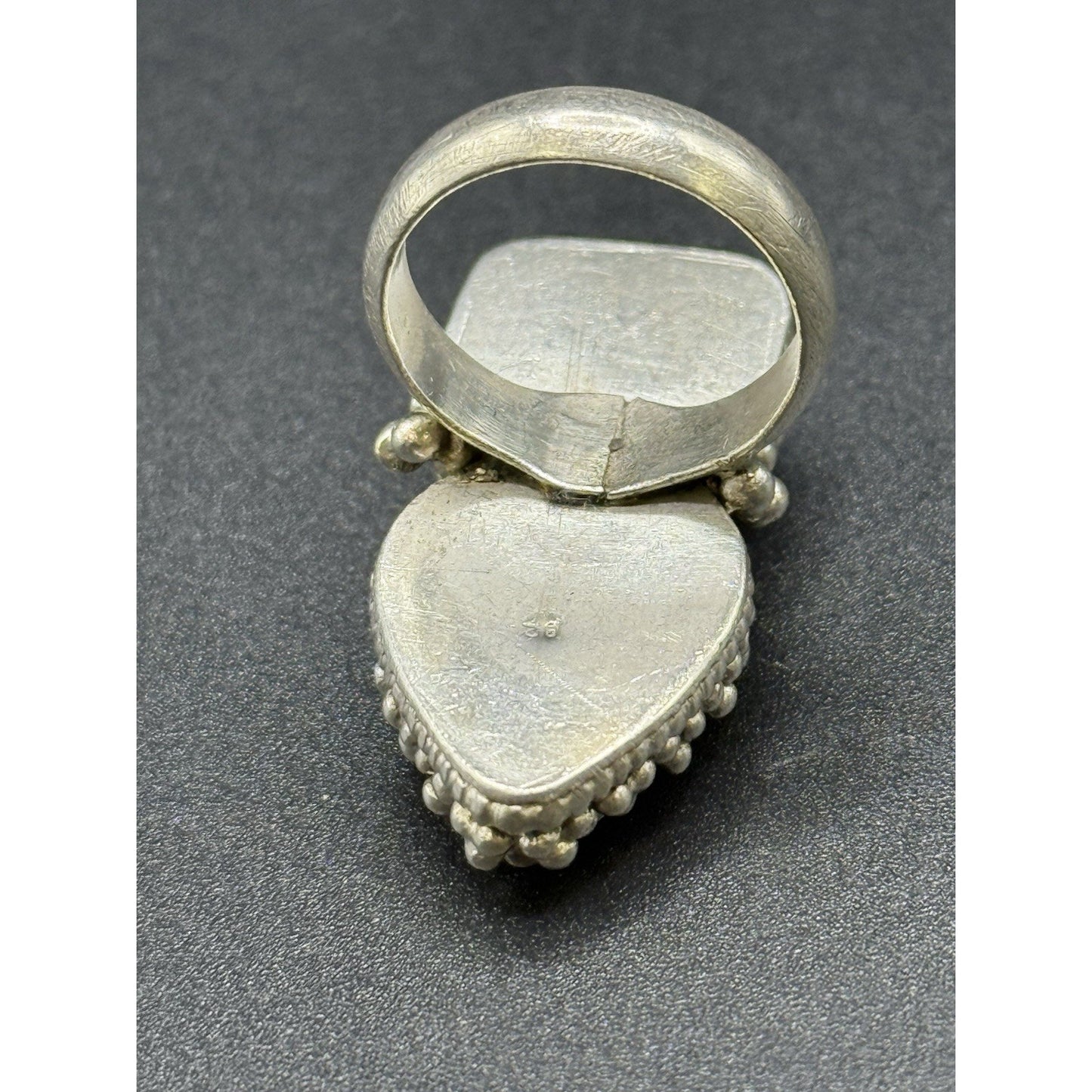 Vintage Sterling Silver Genuine Coral Lapis Ring Size 6.50 15 Grams Q7