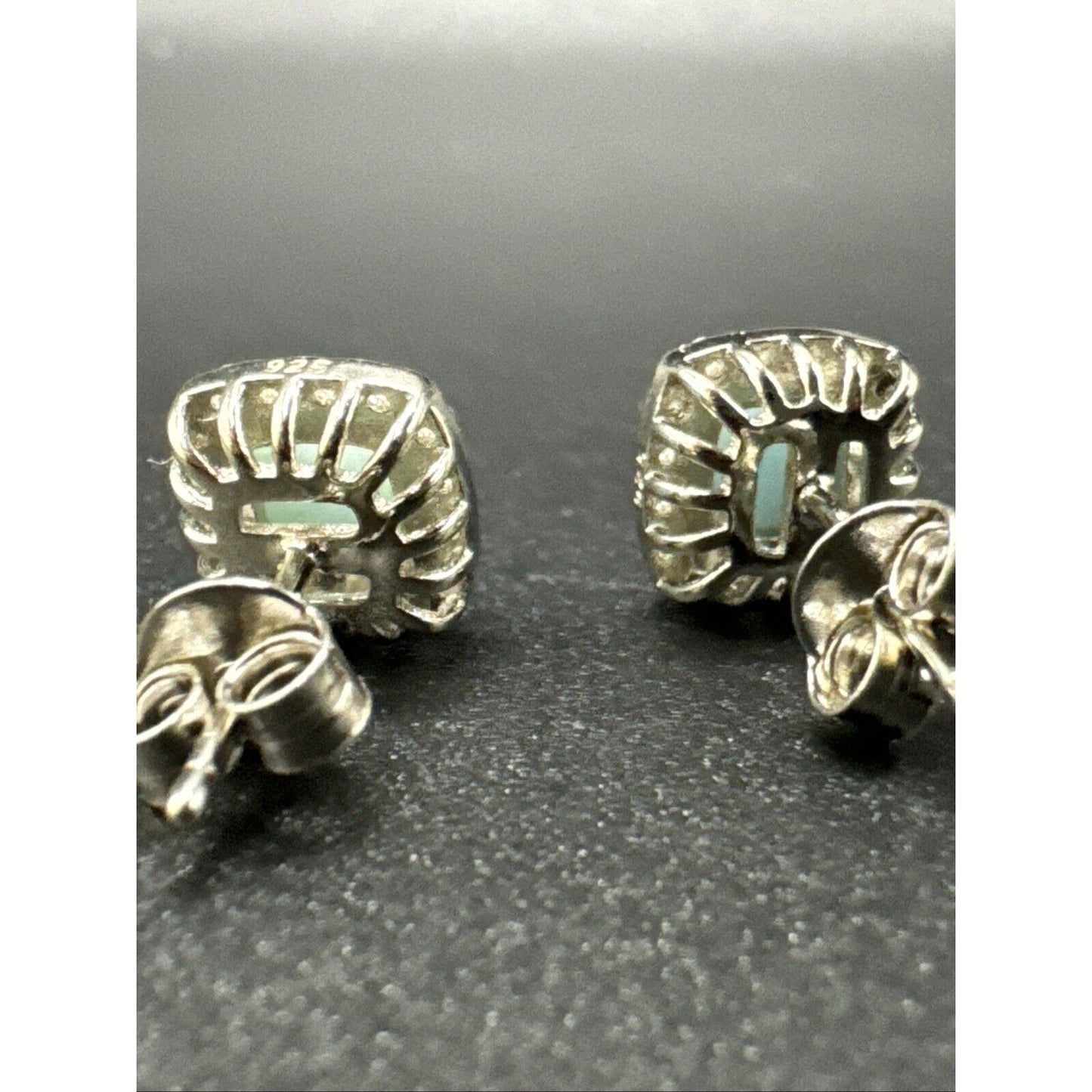 New Condition Sterling Silver Laramar CZ Stud Earrings