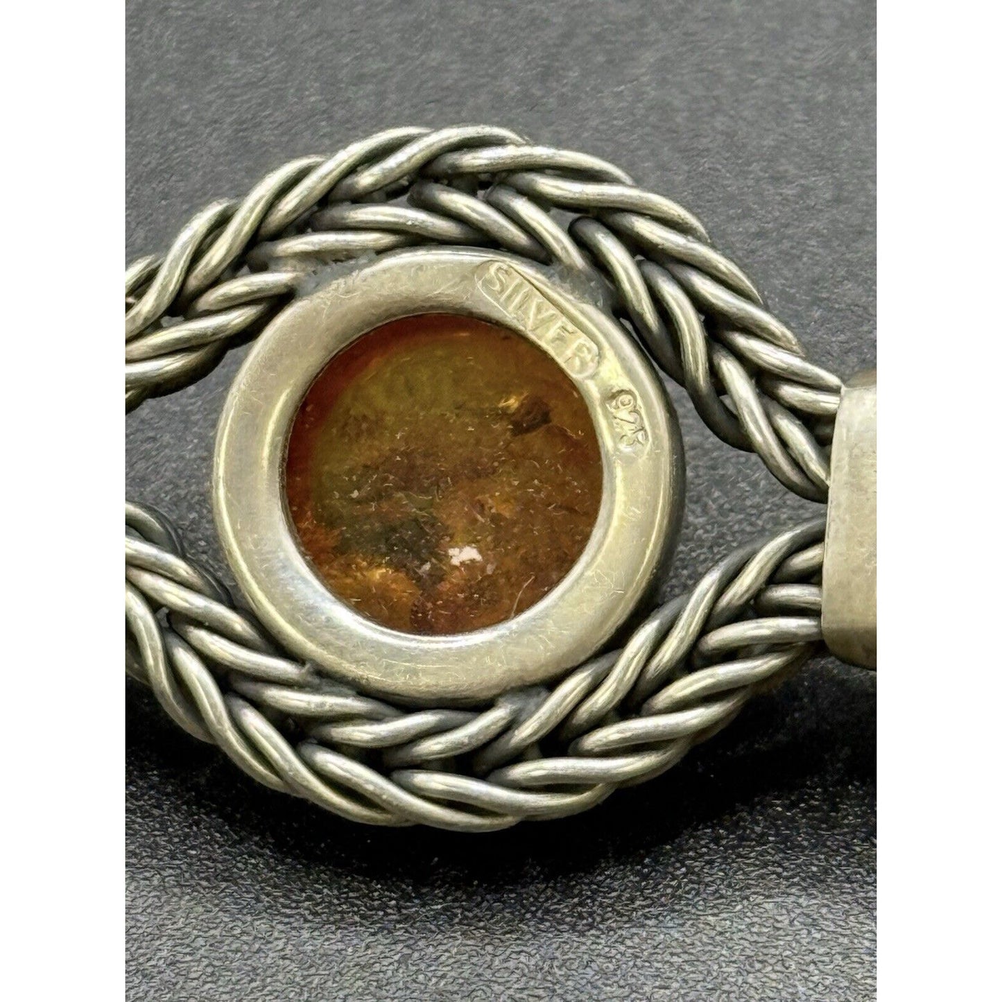 Vintage Sterling Silver Multi Amber Bracelet 38 Grams M10