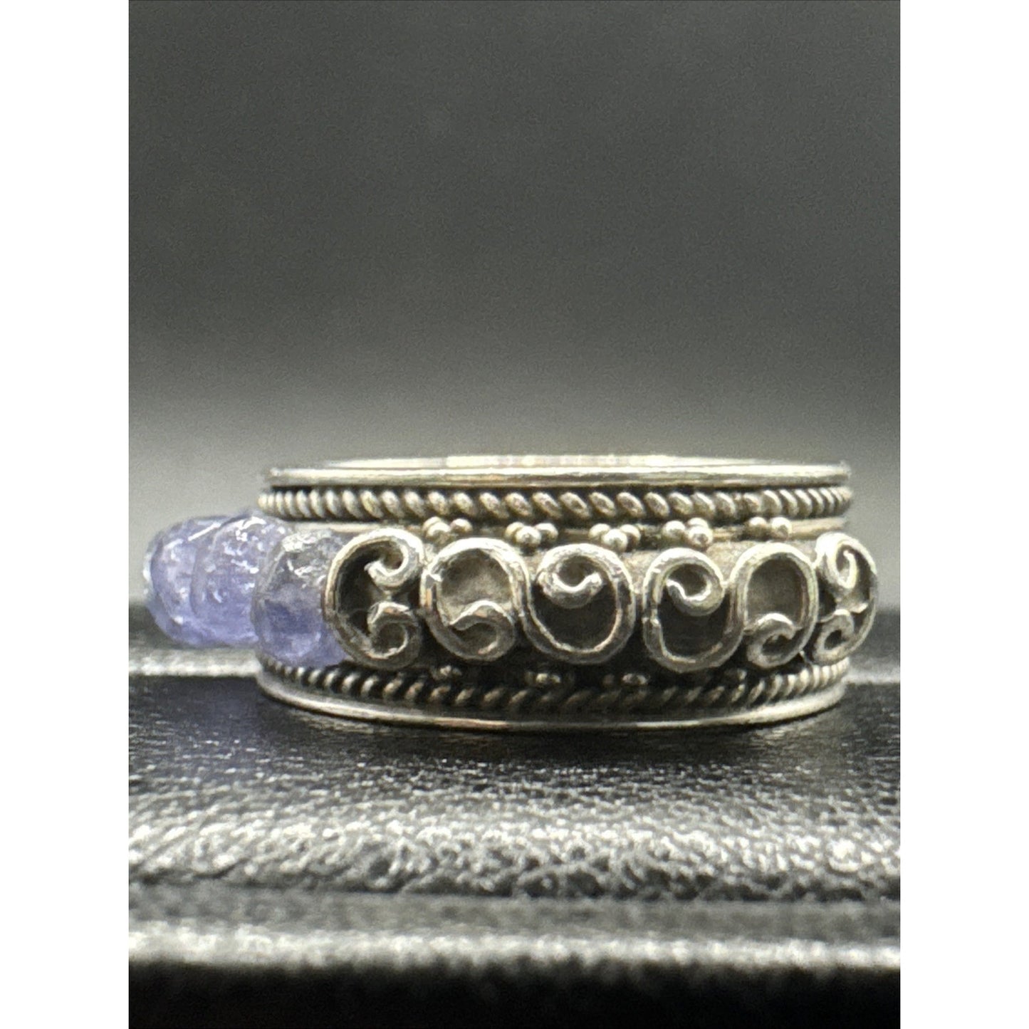 18k Sterling Silver BA Suarti Rough Tanzanite Ring 925 Size 8 R06