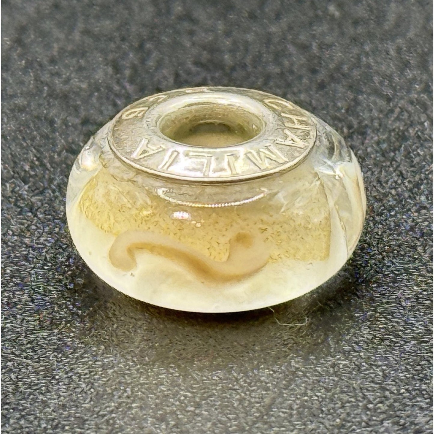 Chamilia Sterling Silver White Shimmering Gold Murano Glass Charm P19