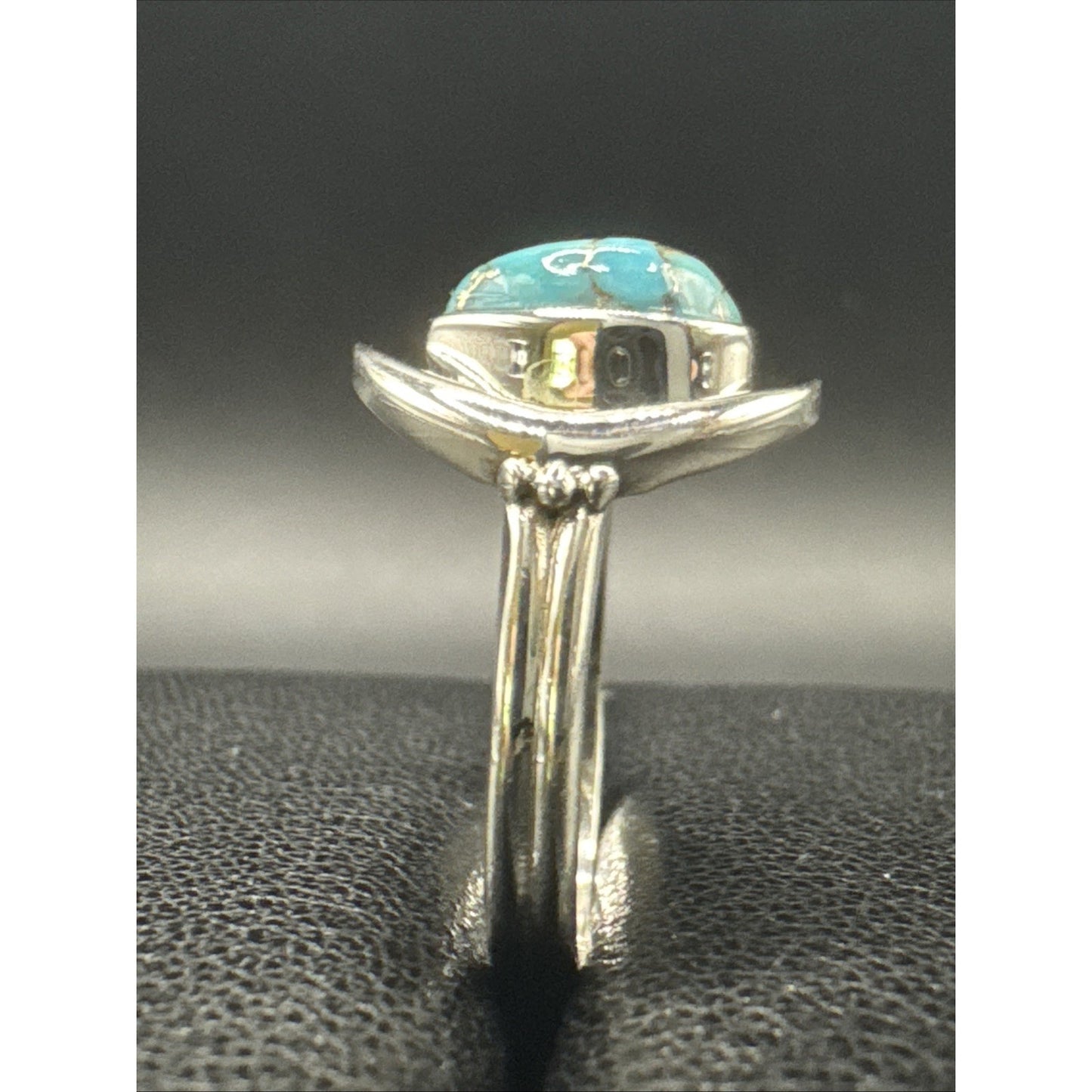 New Condition Sterling Silver Turquoise Crescent Moon Ring 925 Size 7